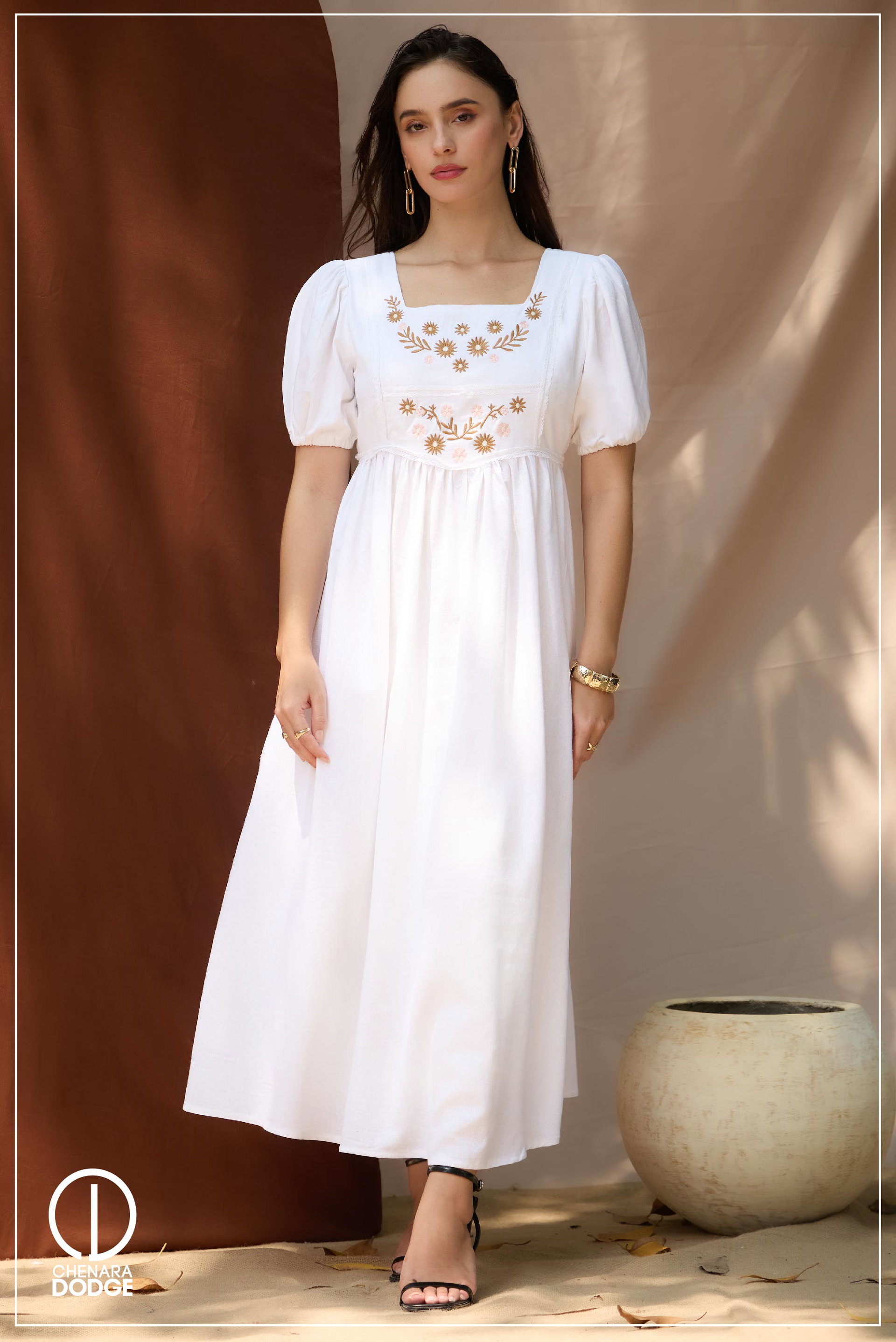 SOFIA EMBROIDERED MIDI DRESS