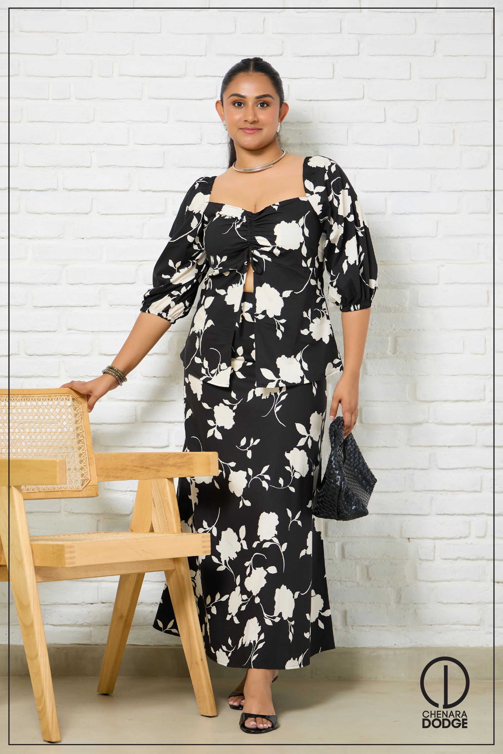 Black & White (Flower Printed)