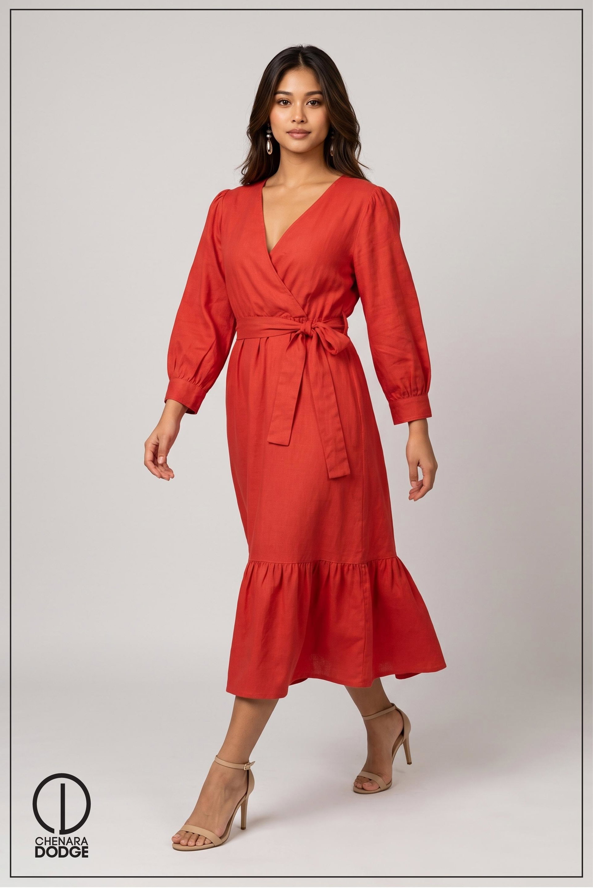 STEPHANIE TIE UP MIDI DRESS