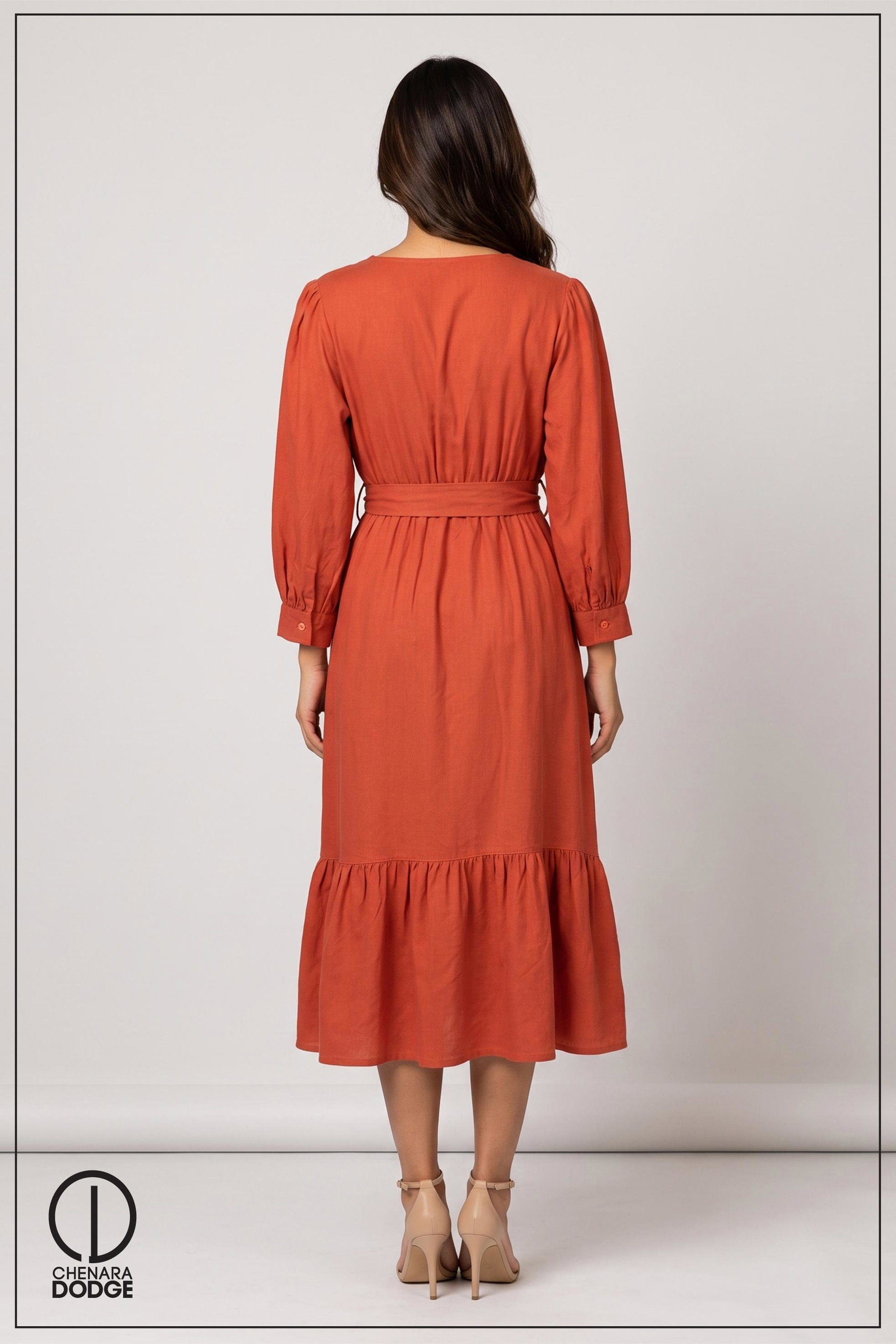 STEPHANIE TIE UP MIDI DRESS