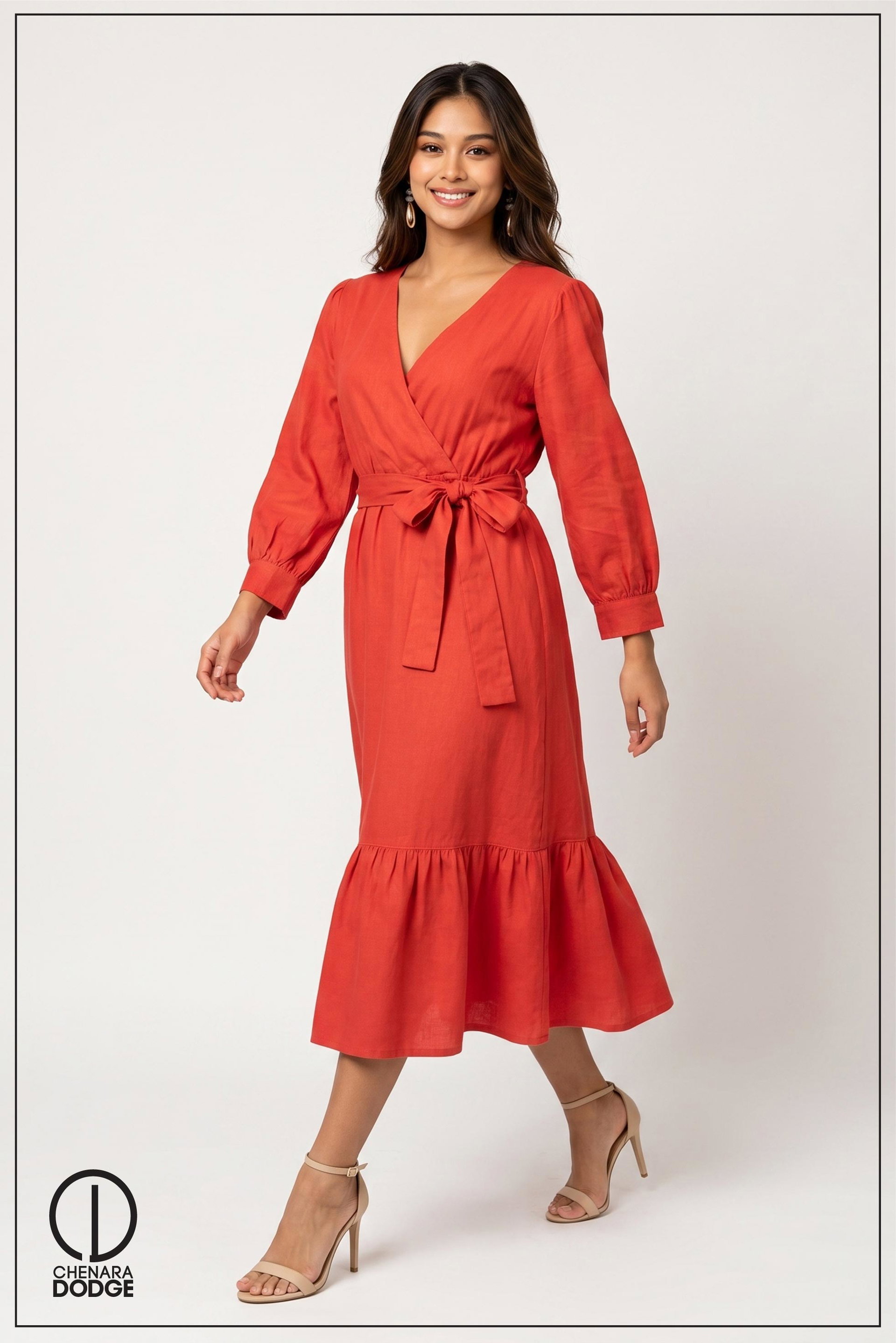 STEPHANIE TIE UP MIDI DRESS