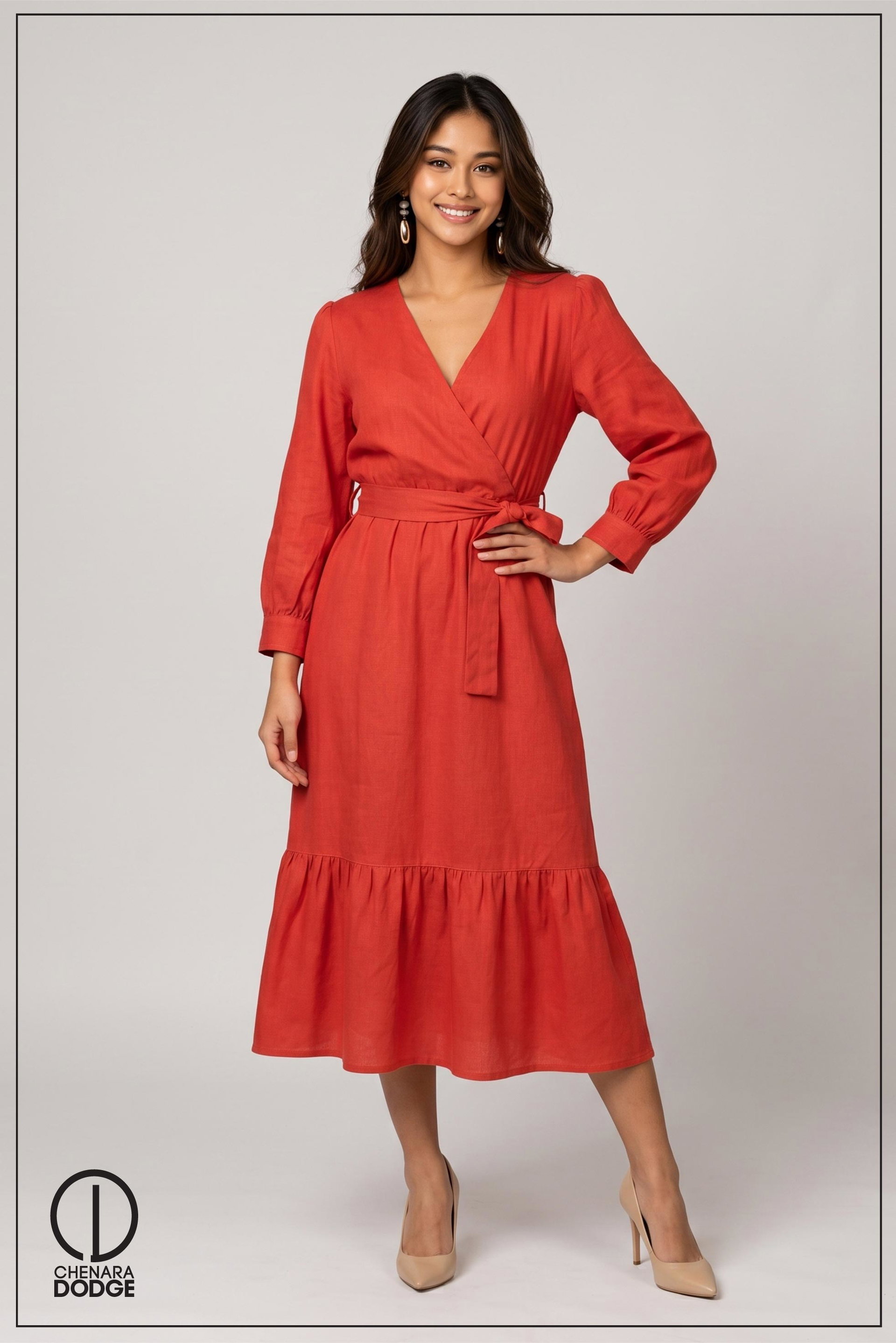 STEPHANIE TIE UP MIDI DRESS
