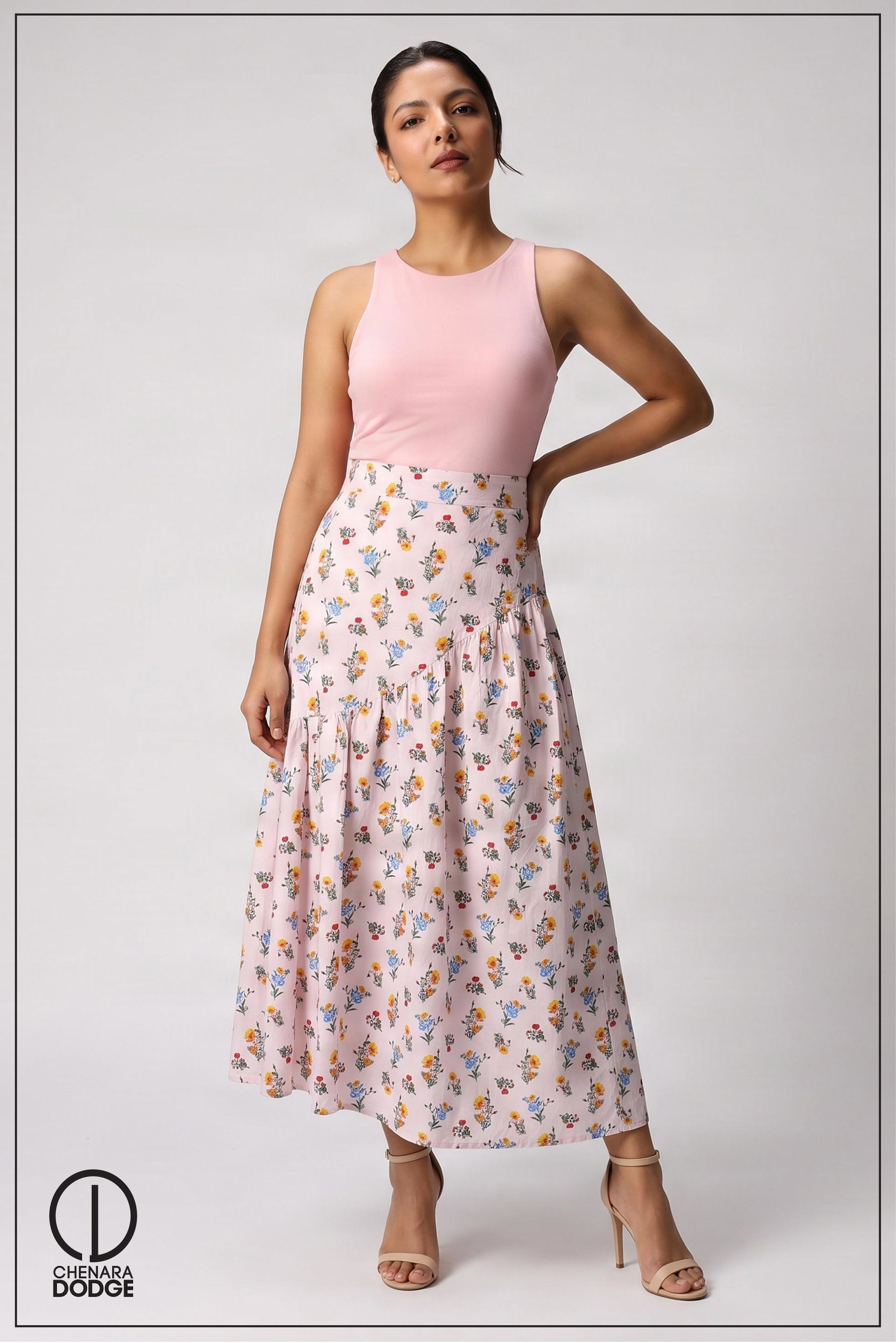 SYLVIA ASYMMETRICAL MIDI SKIRT
