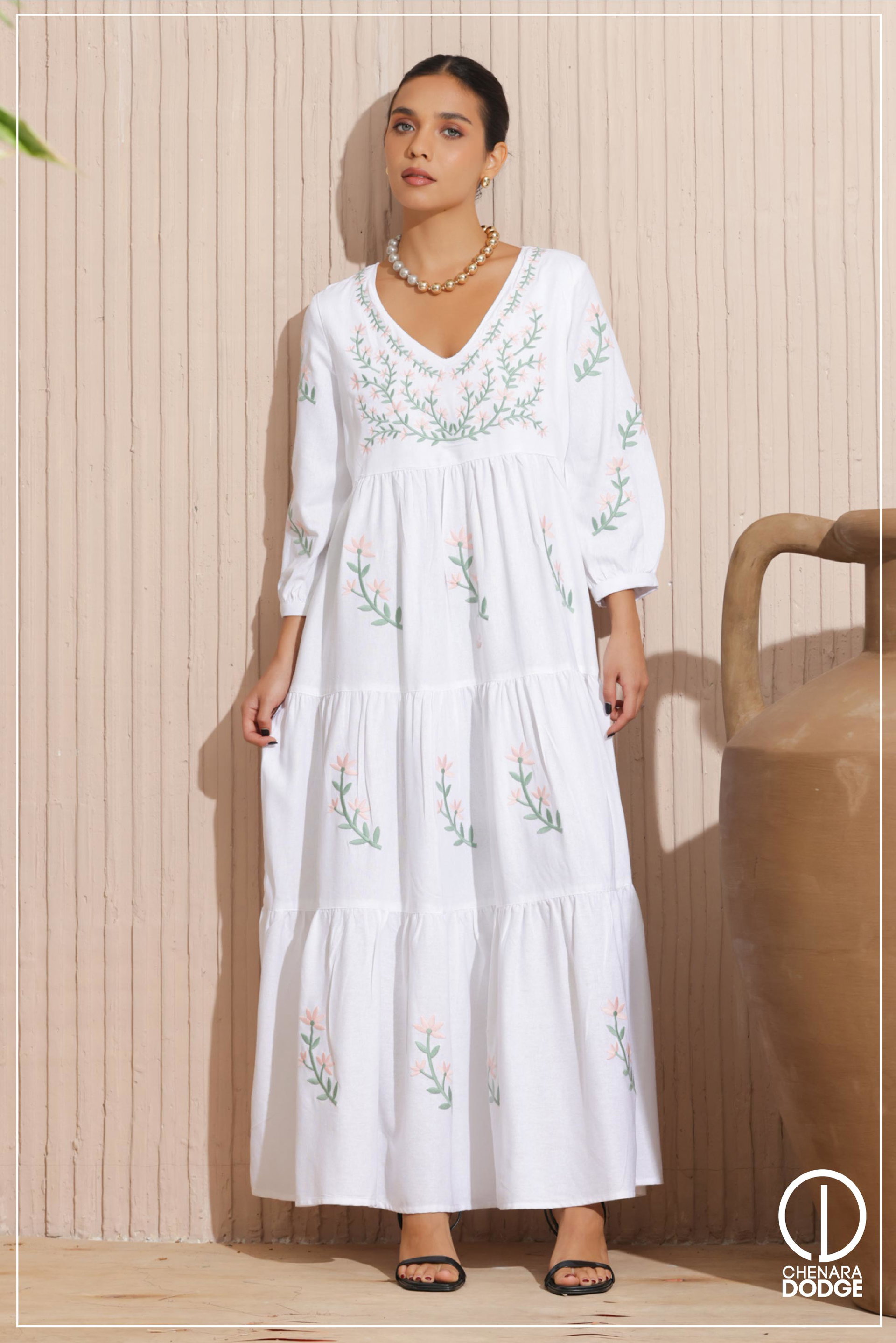 TASHI EMB MAXI DRESS