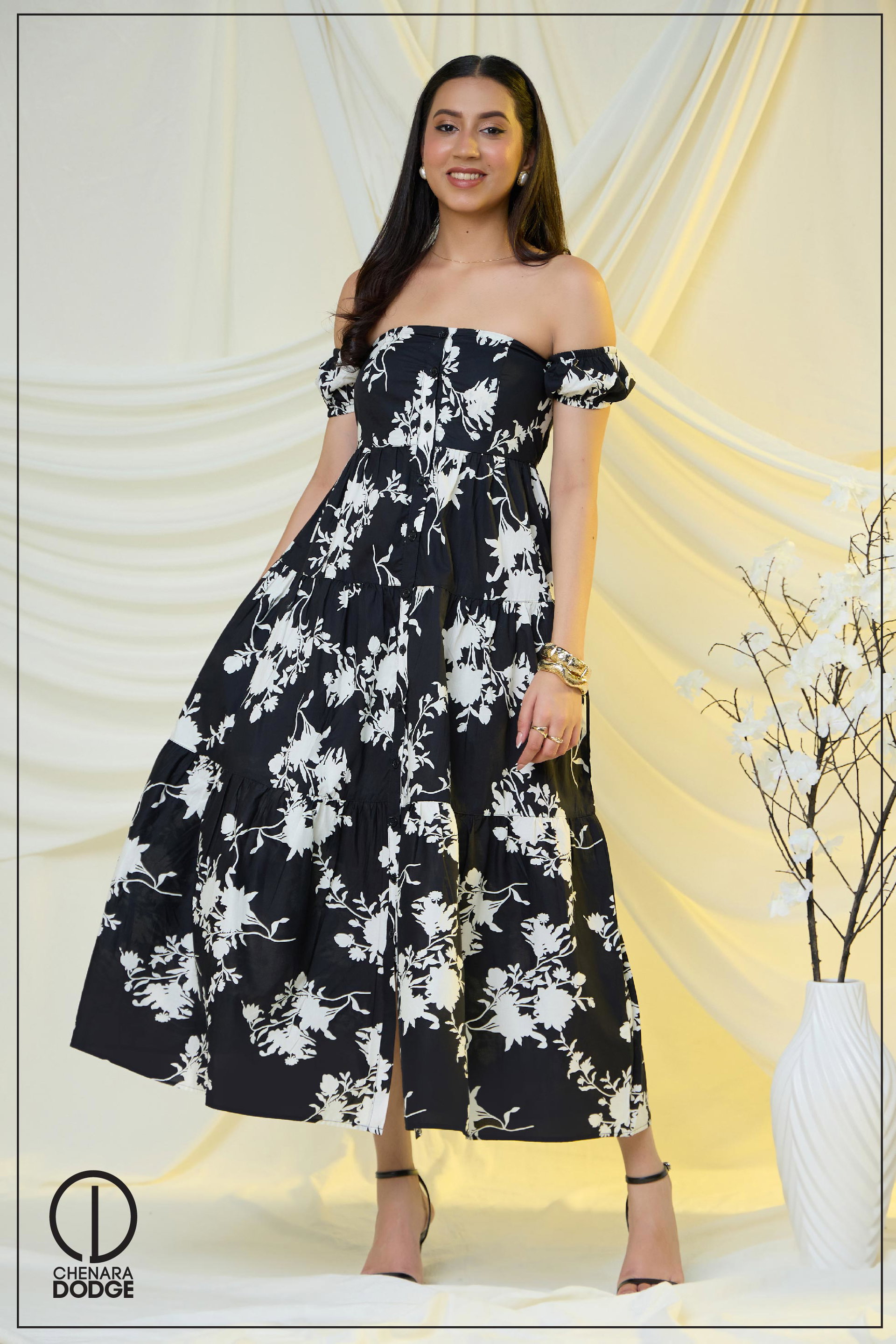 TAYLA OFF SHOULDER MAXI DRESS