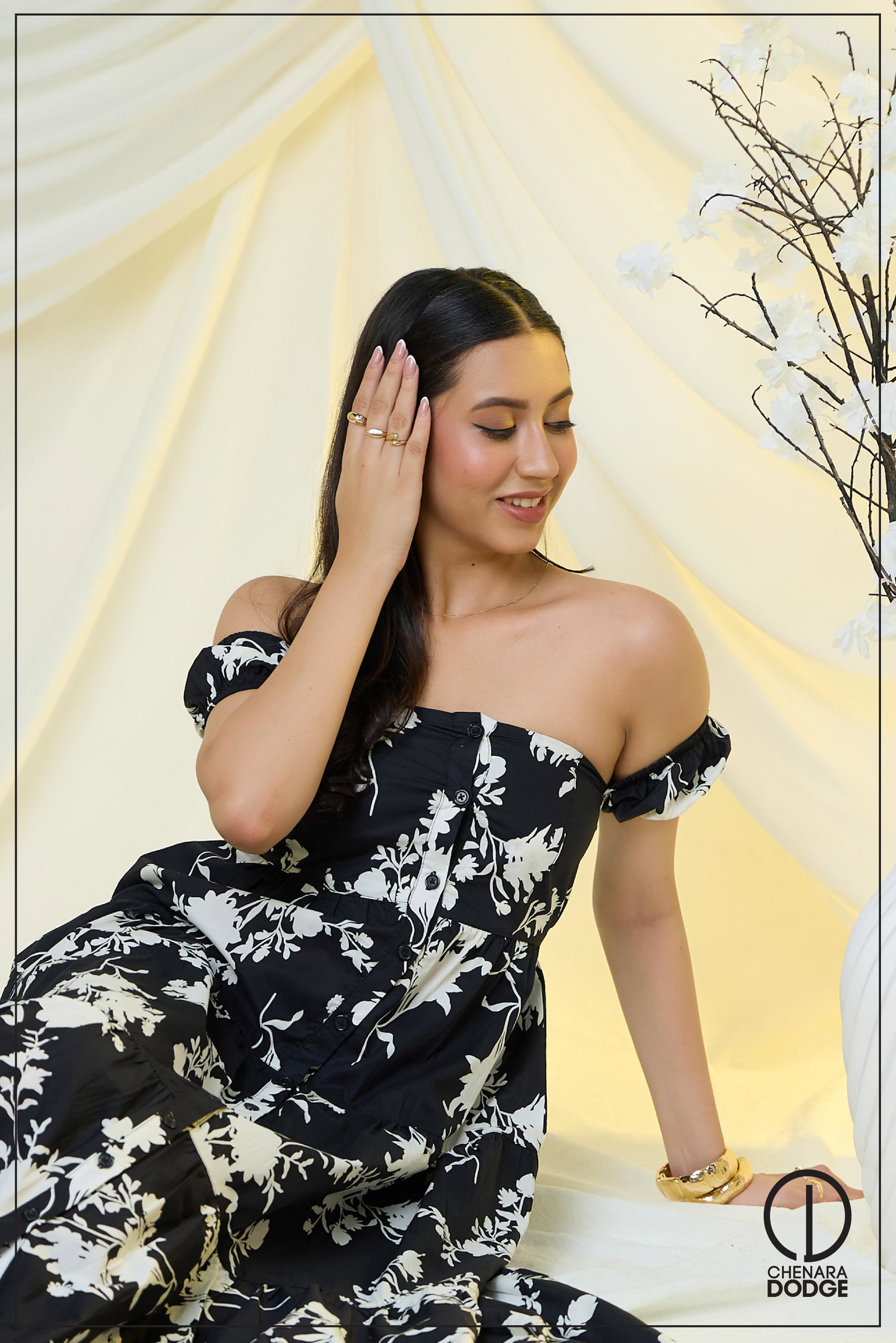 TAYLA OFF SHOULDER MAXI DRESS