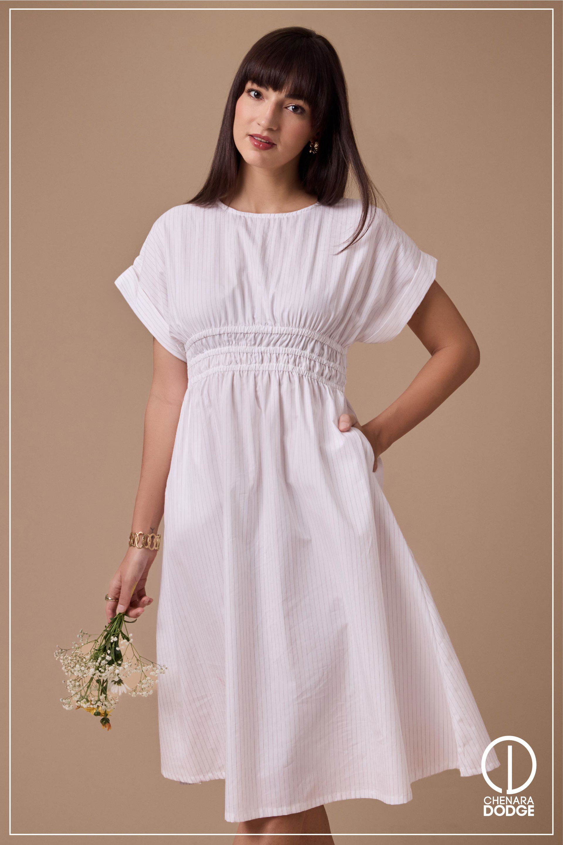 THABITHA WAIST FITTED MIDI DRESS