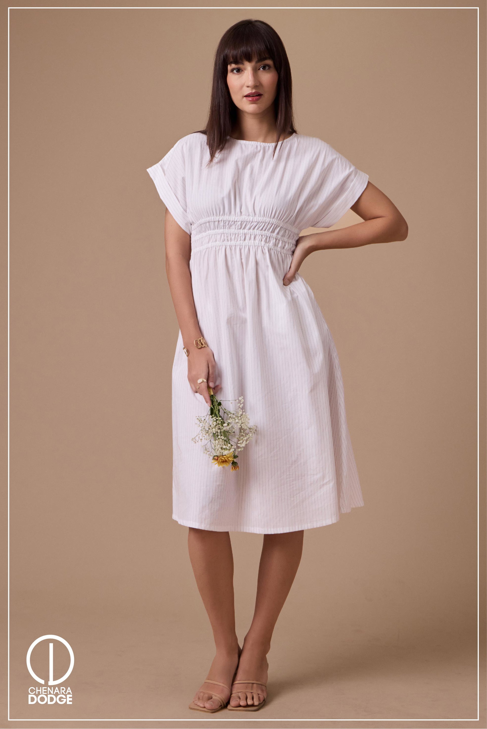 THABITHA WAIST FITTED MIDI DRESS