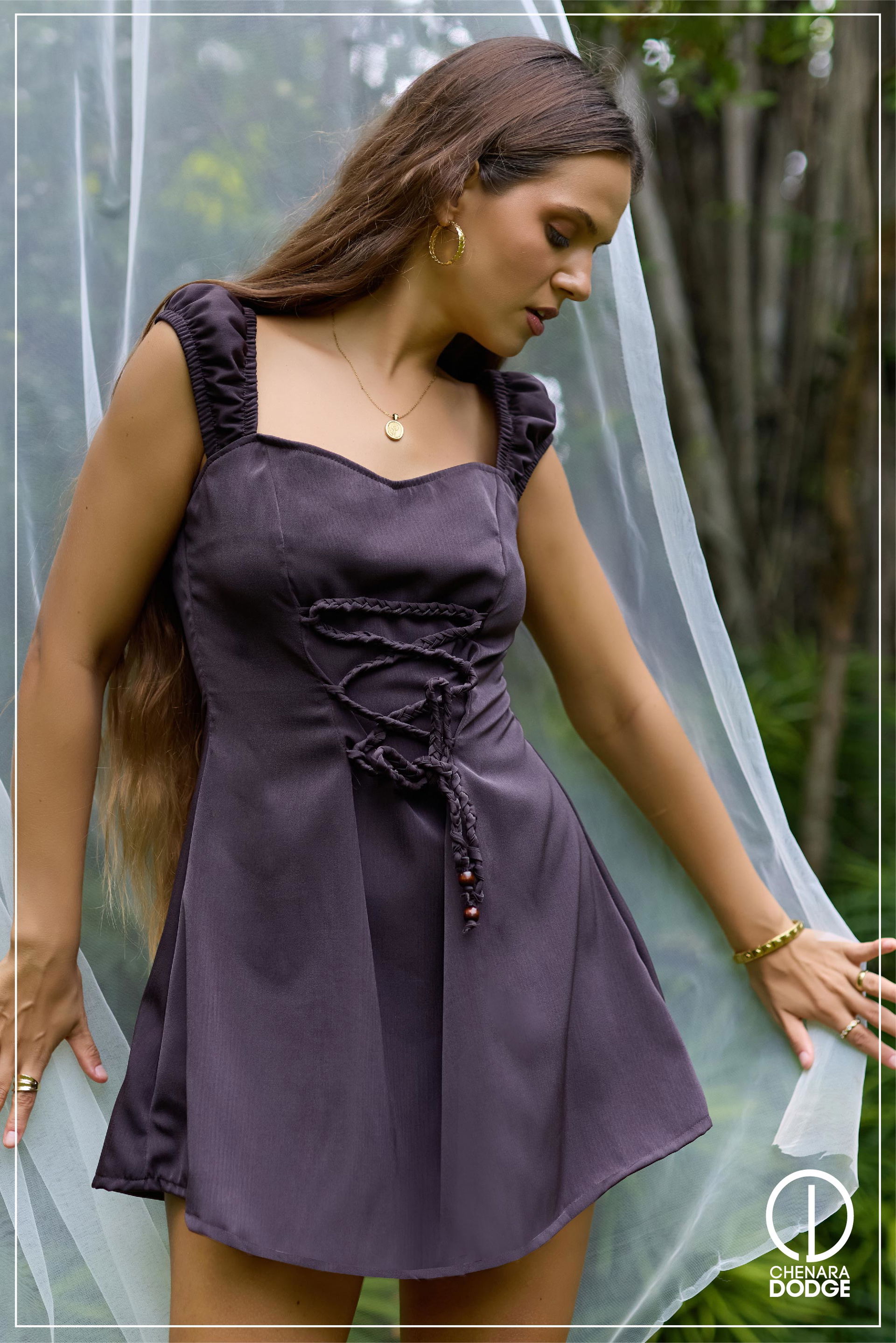 THAIBA SWEETHEART NECK MINI DRESS