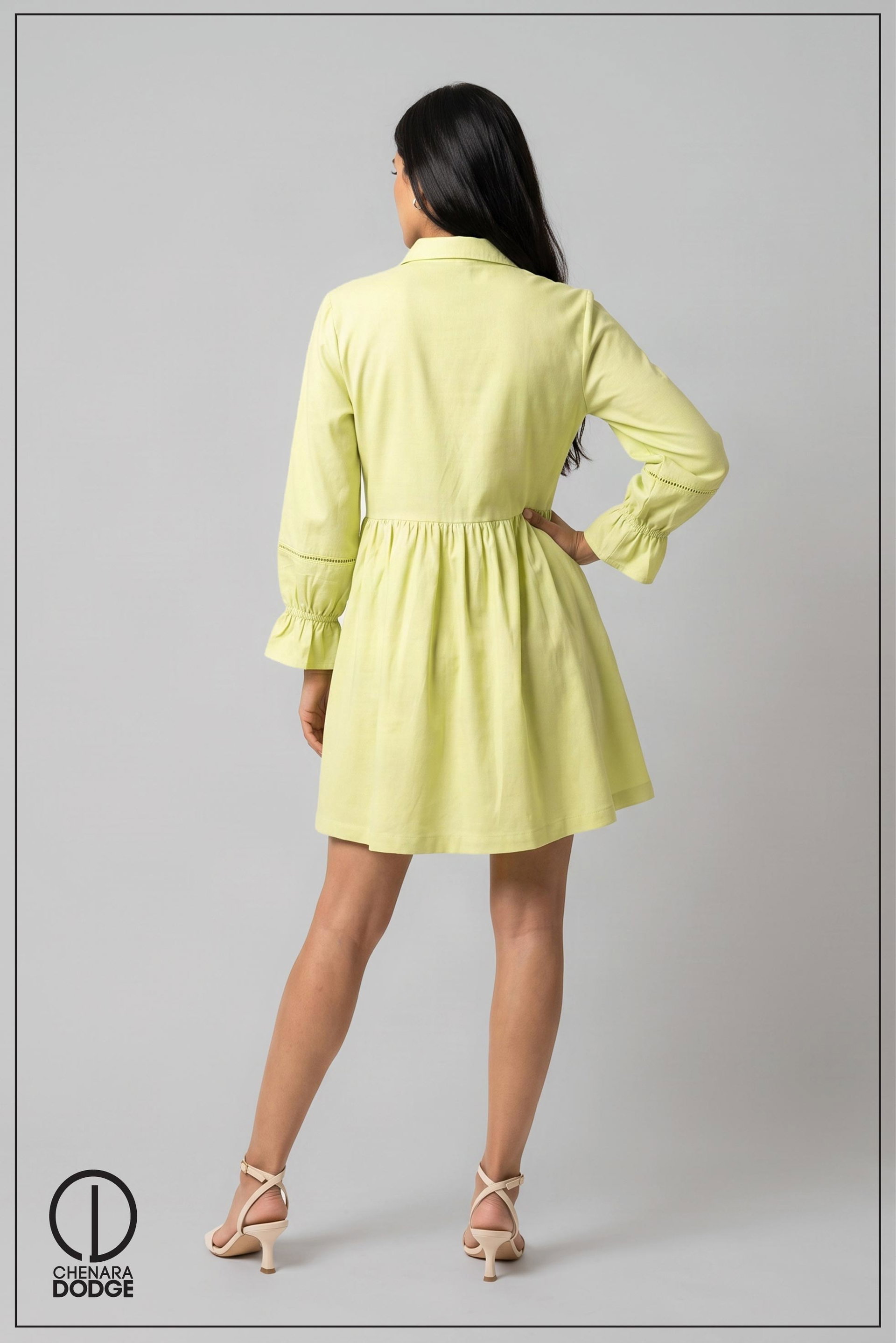  THERA COLLARED PINTUCK MINI DRESS 