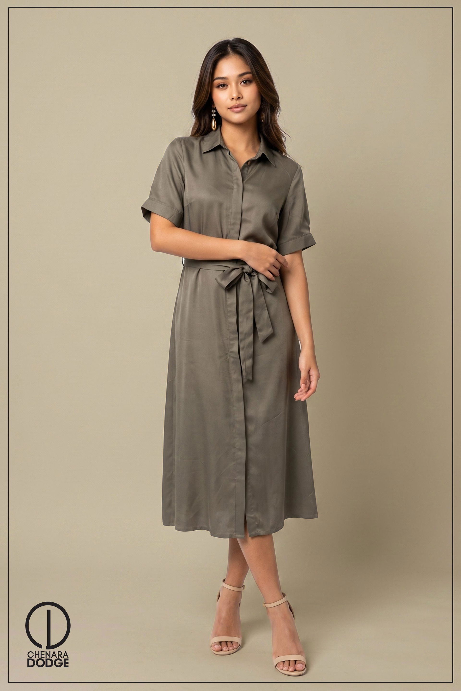 THERESA SHORT  SLEEVE  MIDI DRESS