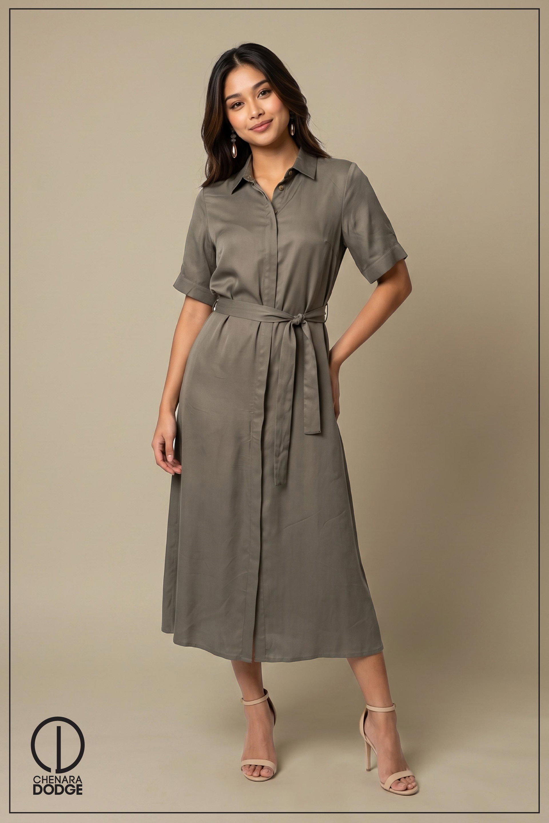 THERESA SHORT  SLEEVE  MIDI DRESS