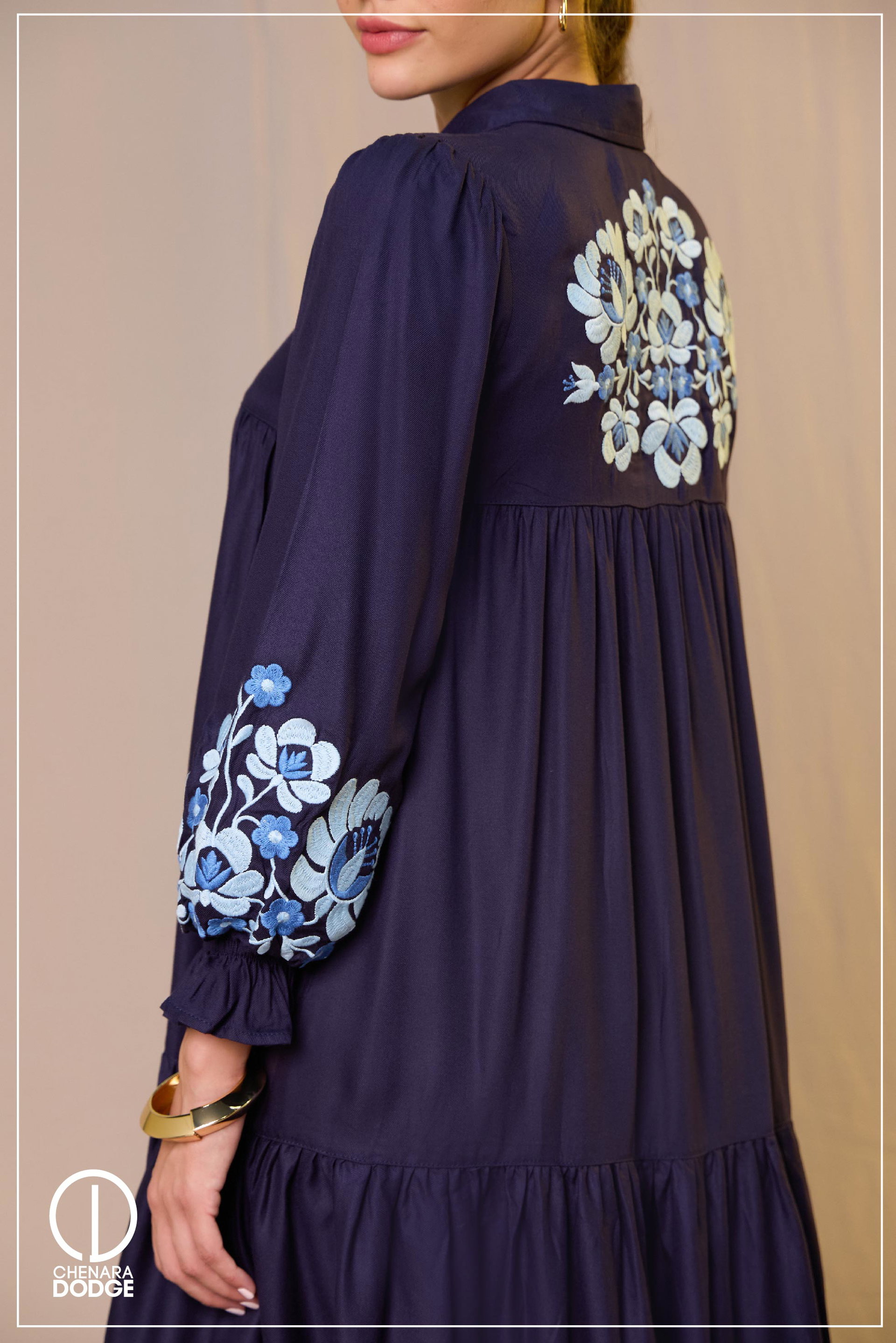 TIERED CASUAL EMB MINI DRESS