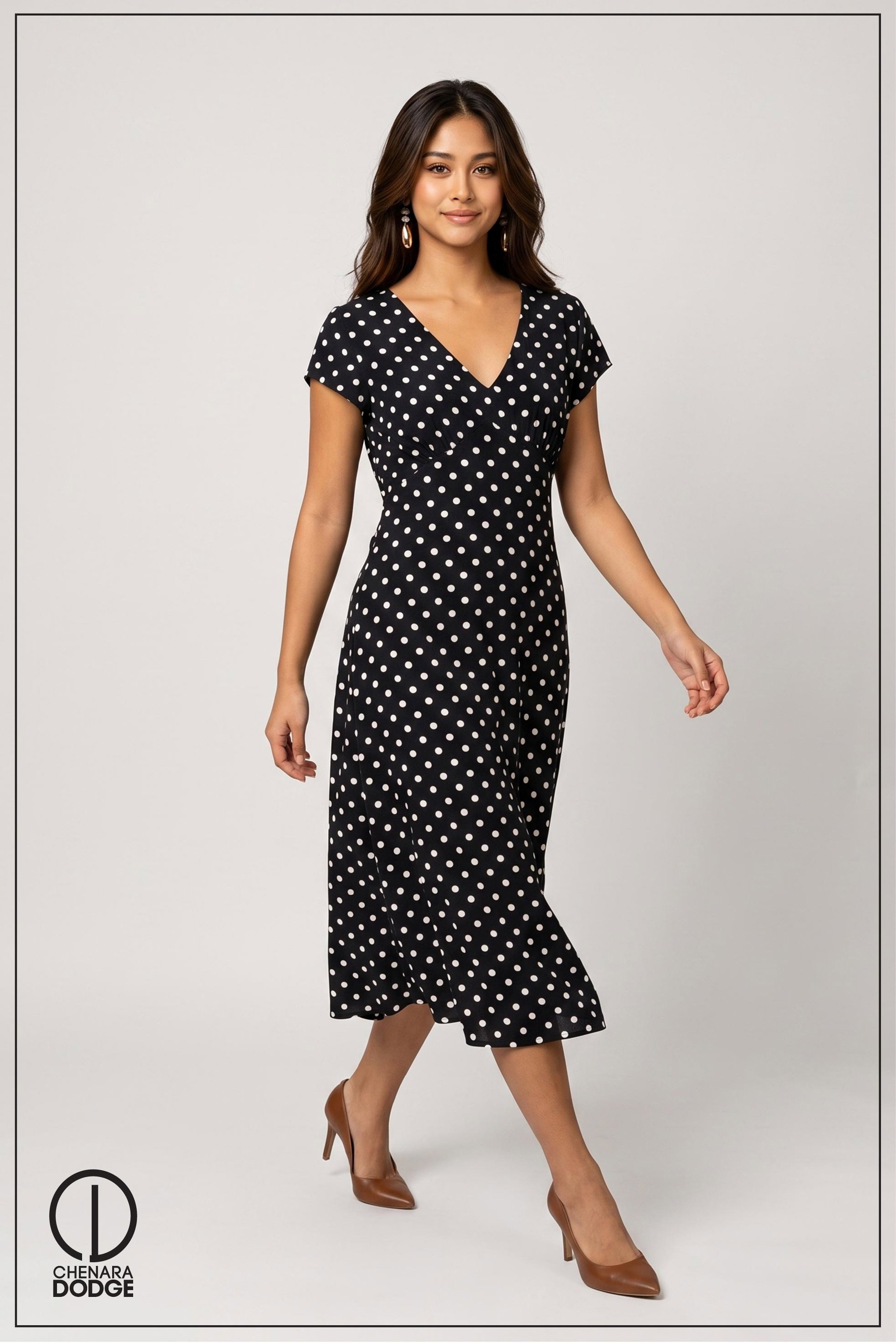VERITY V NECK MIDI DRESS