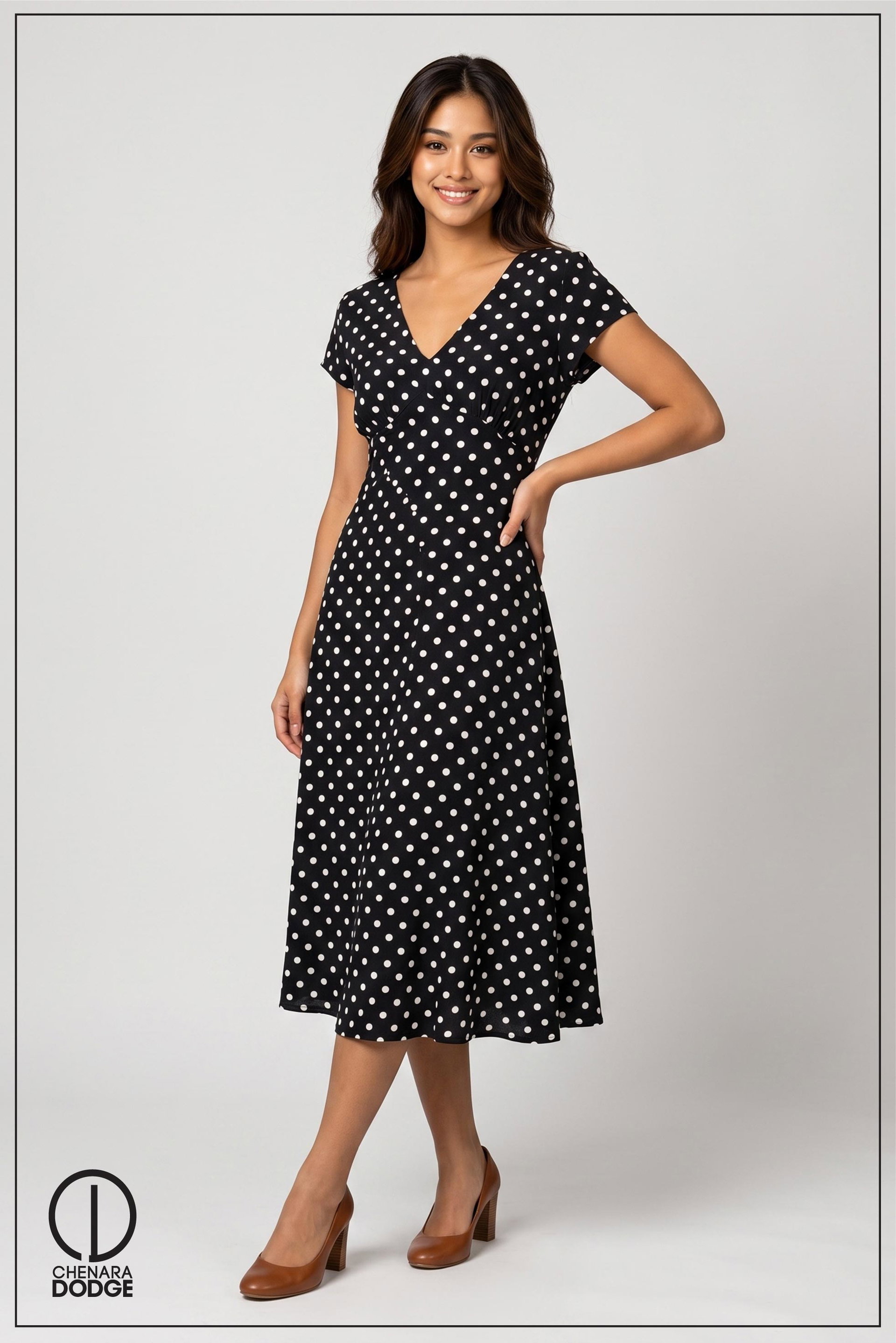 VERITY V NECK MIDI DRESS