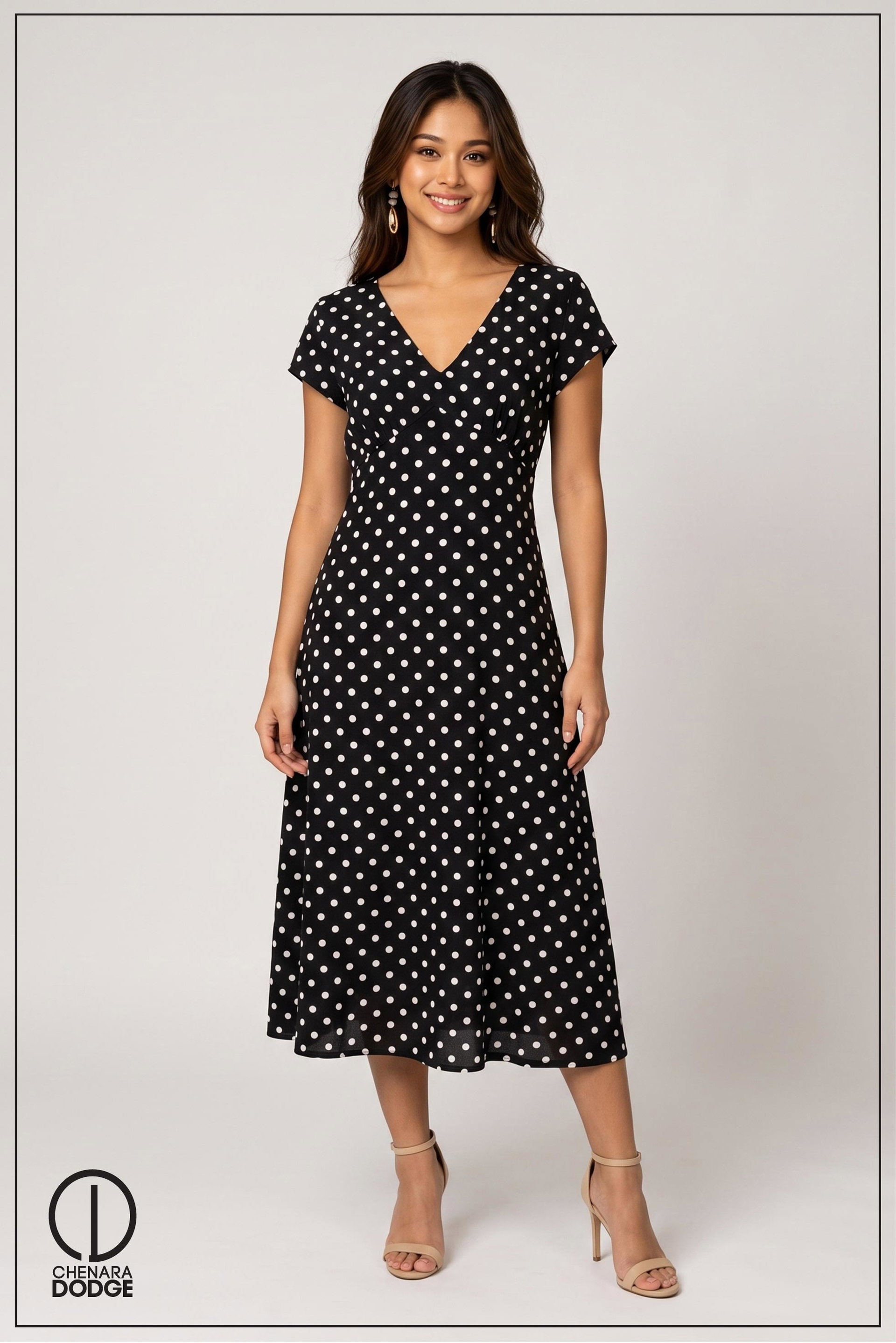 VERITY V NECK MIDI DRESS