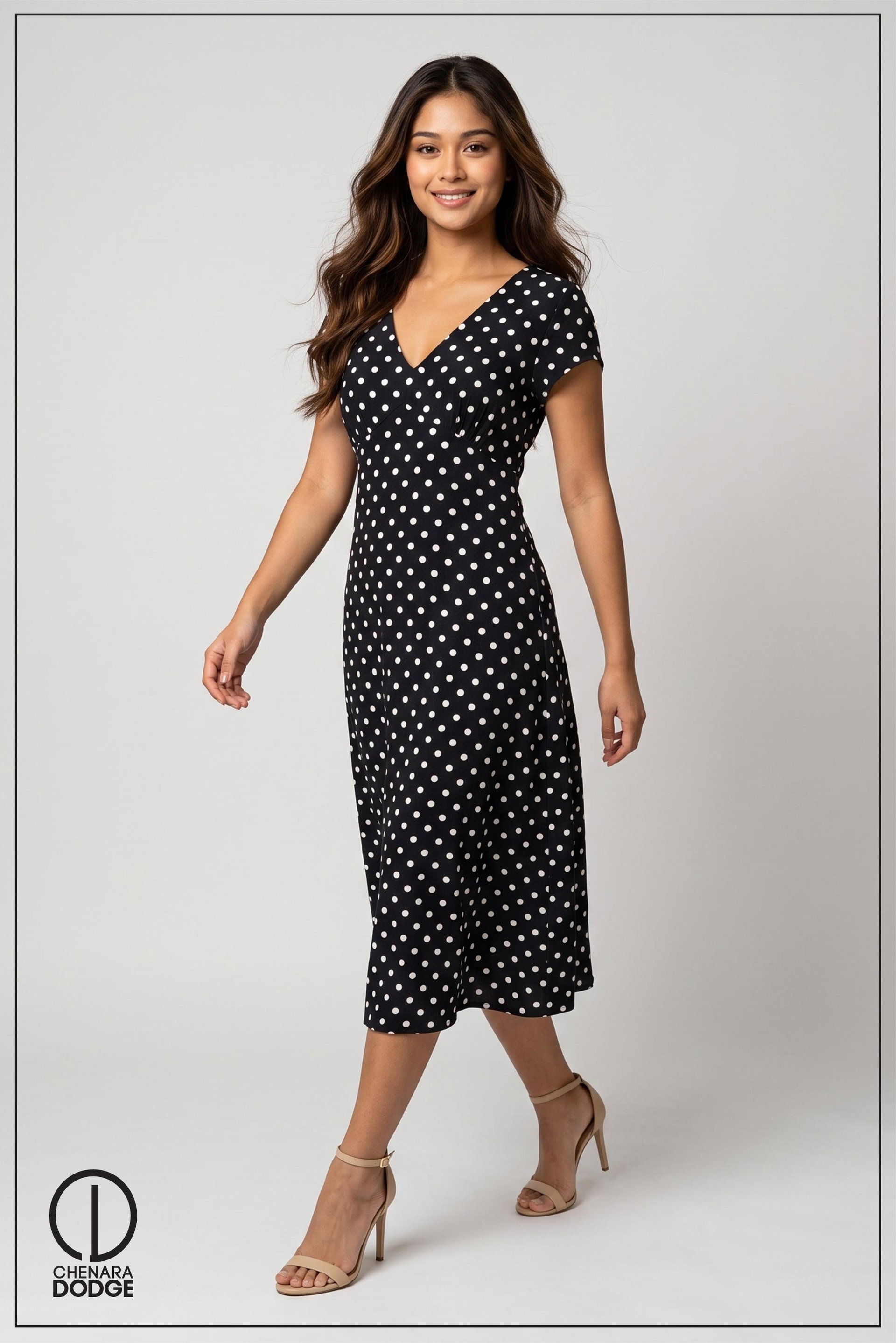 VERITY V NECK MIDI DRESS