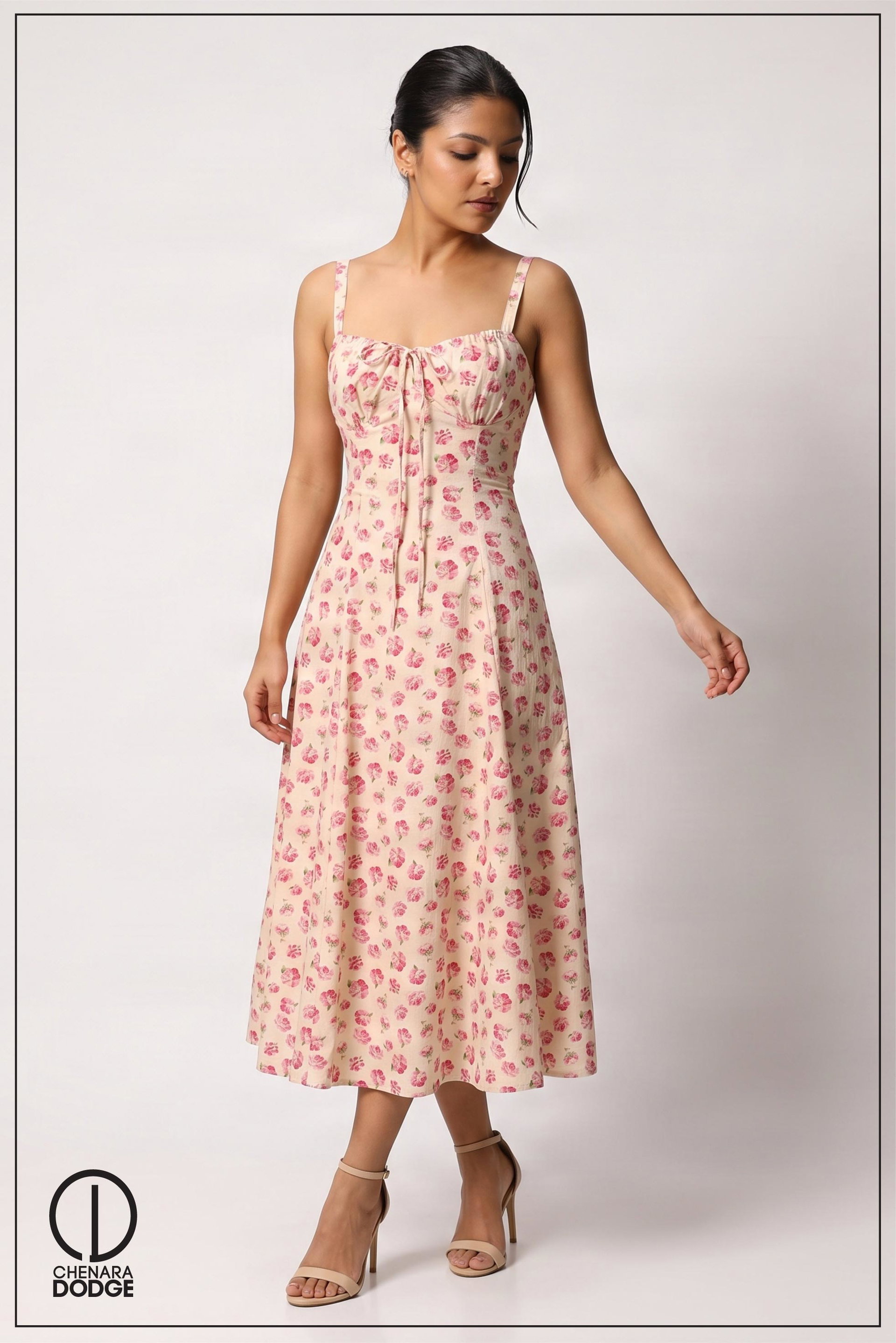 VERONICA BUSTIER MIDI DRESS