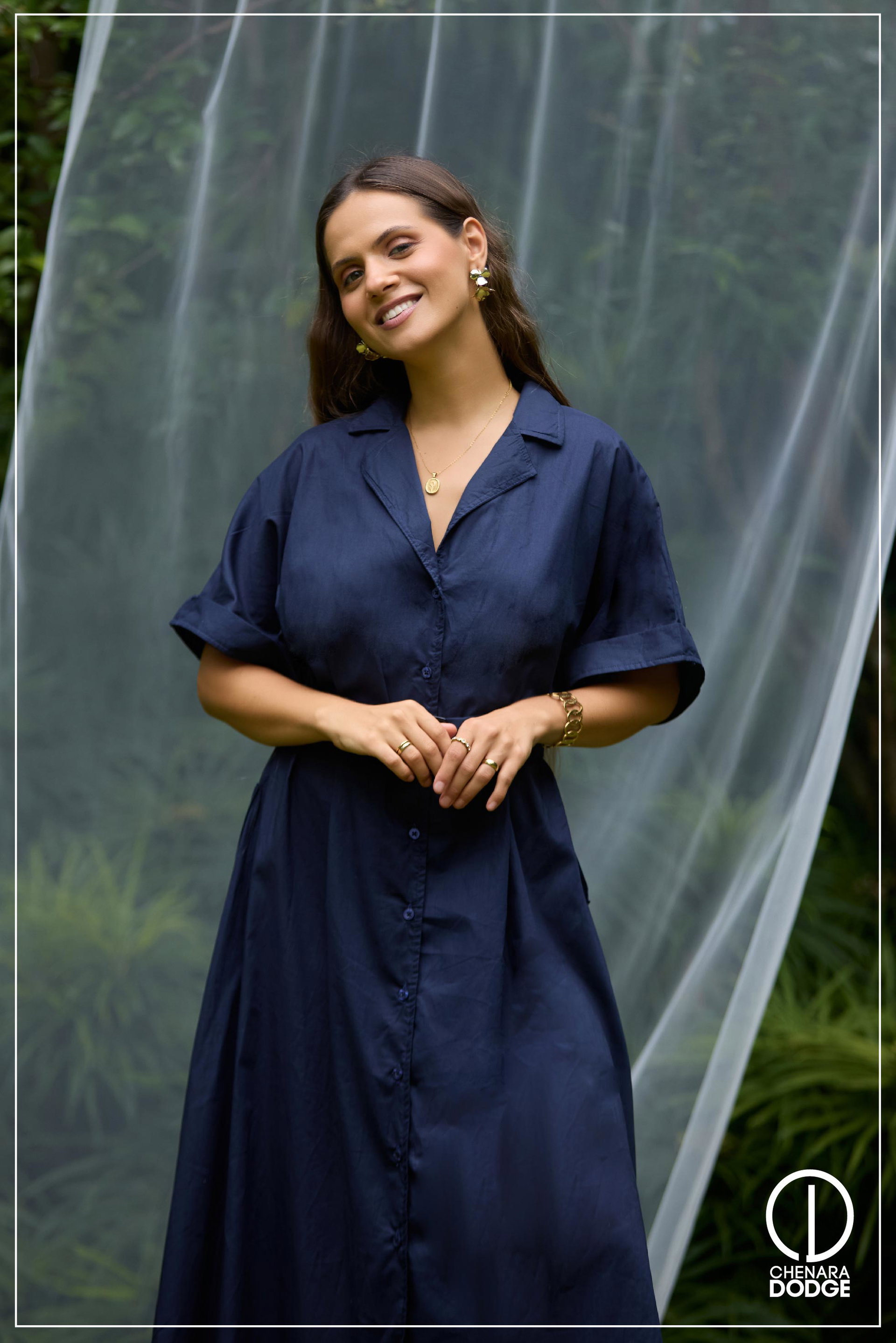 VERONICA COLLAR DETAILED MIDI DRESS