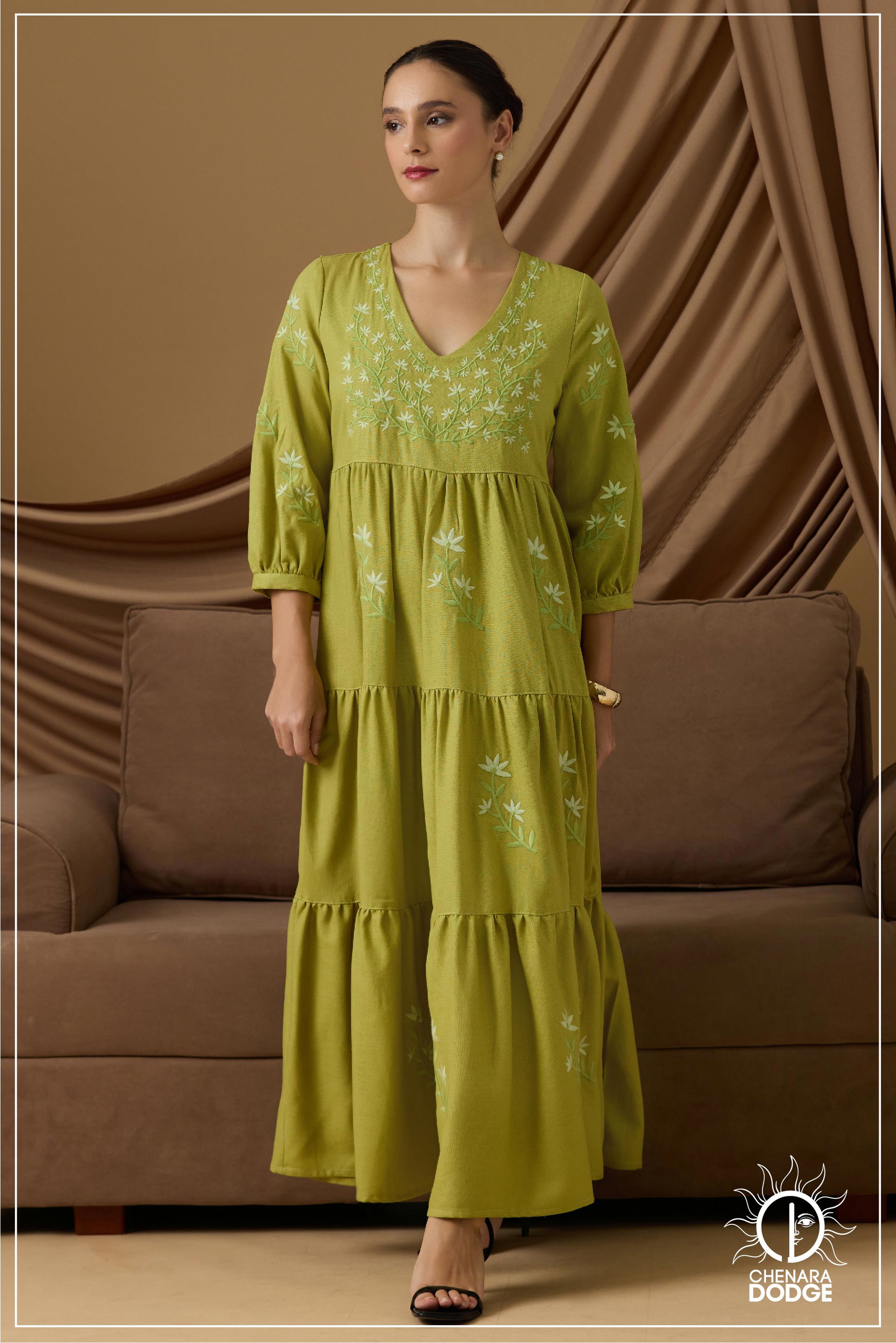 VICTORIA EMBROIDERED MAXI DRESS