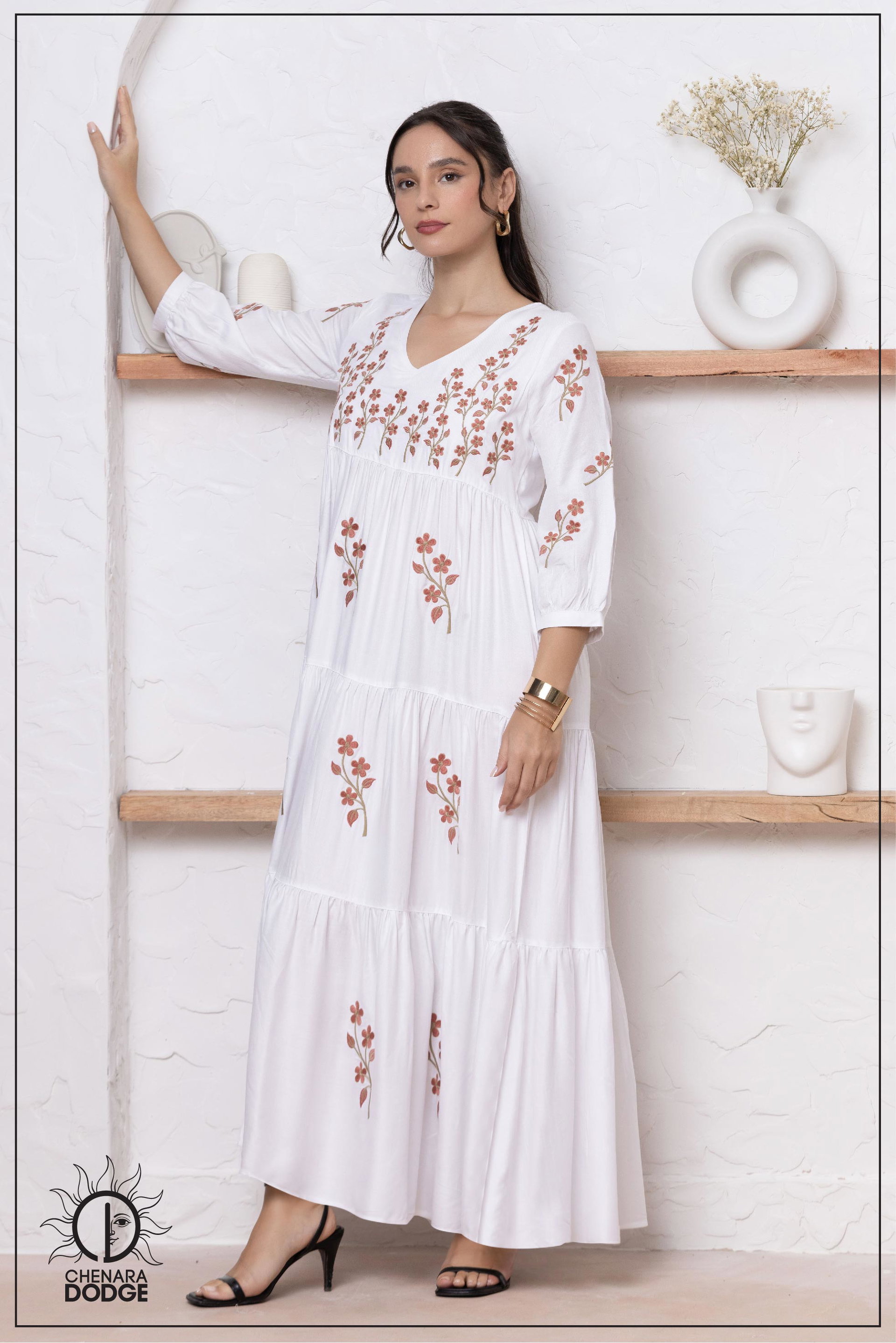 VICTORIA EMBROIDERED MAXI DRESS