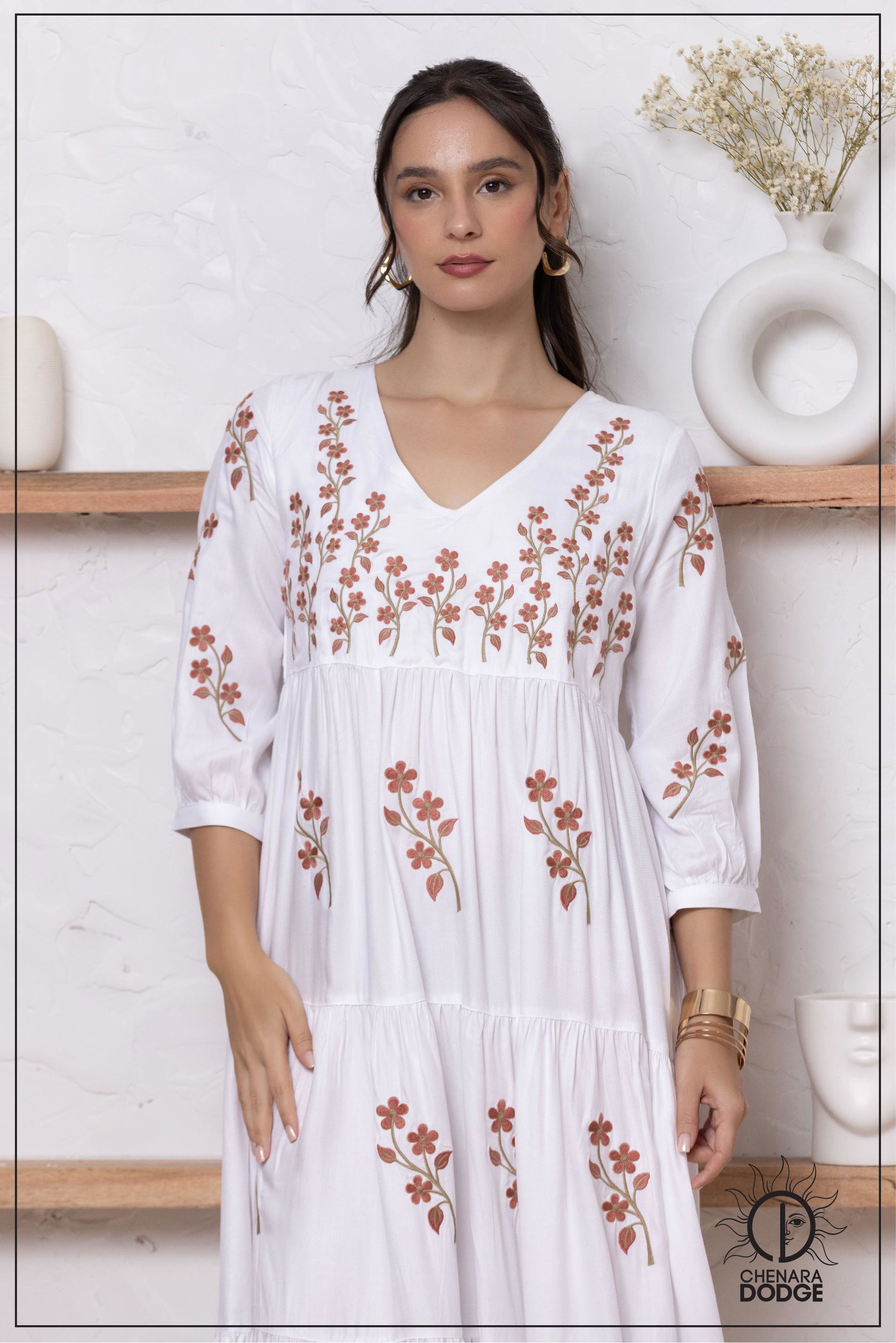 VICTORIA EMBROIDERED MAXI DRESS