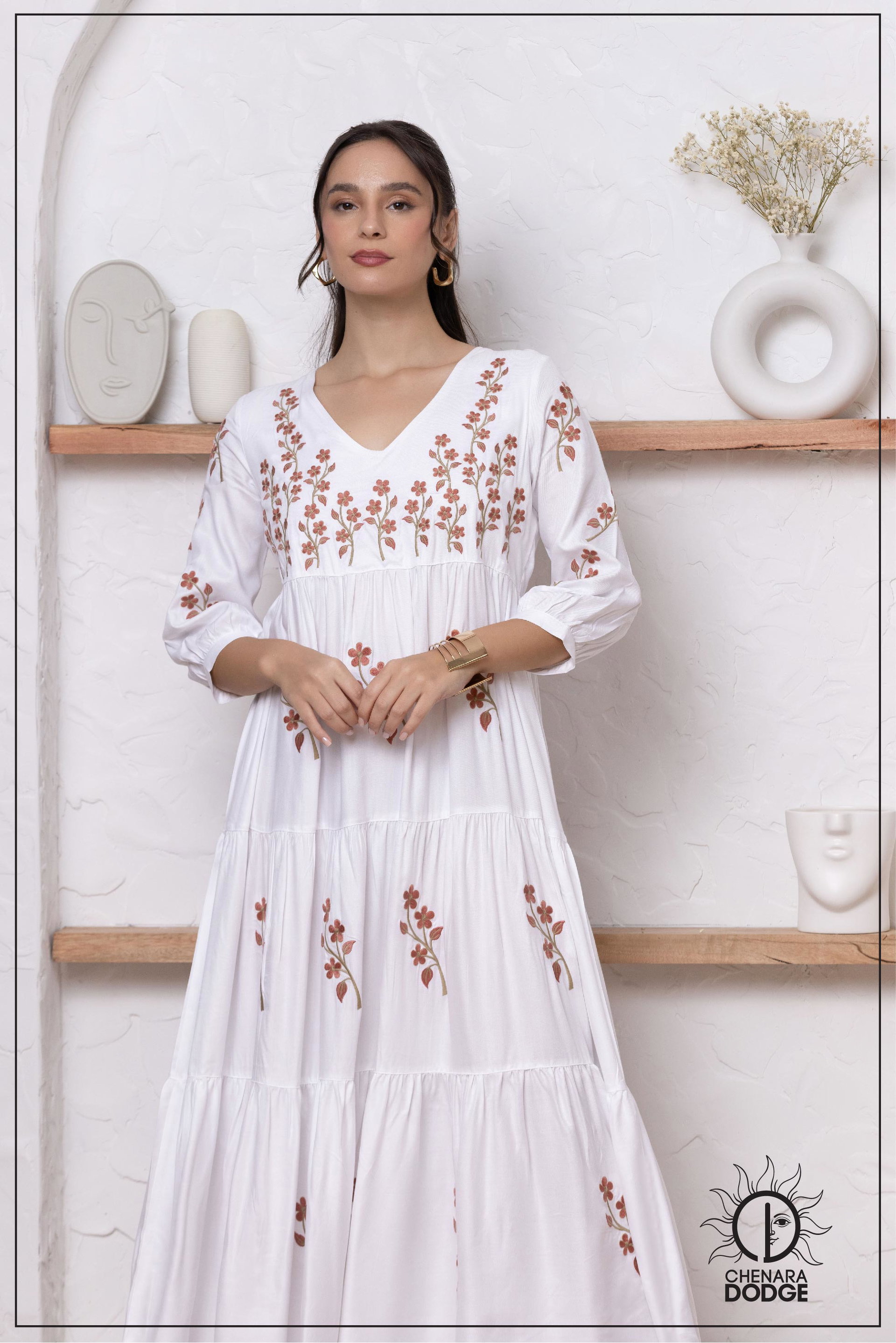 VICTORIA EMBROIDERED MAXI DRESS