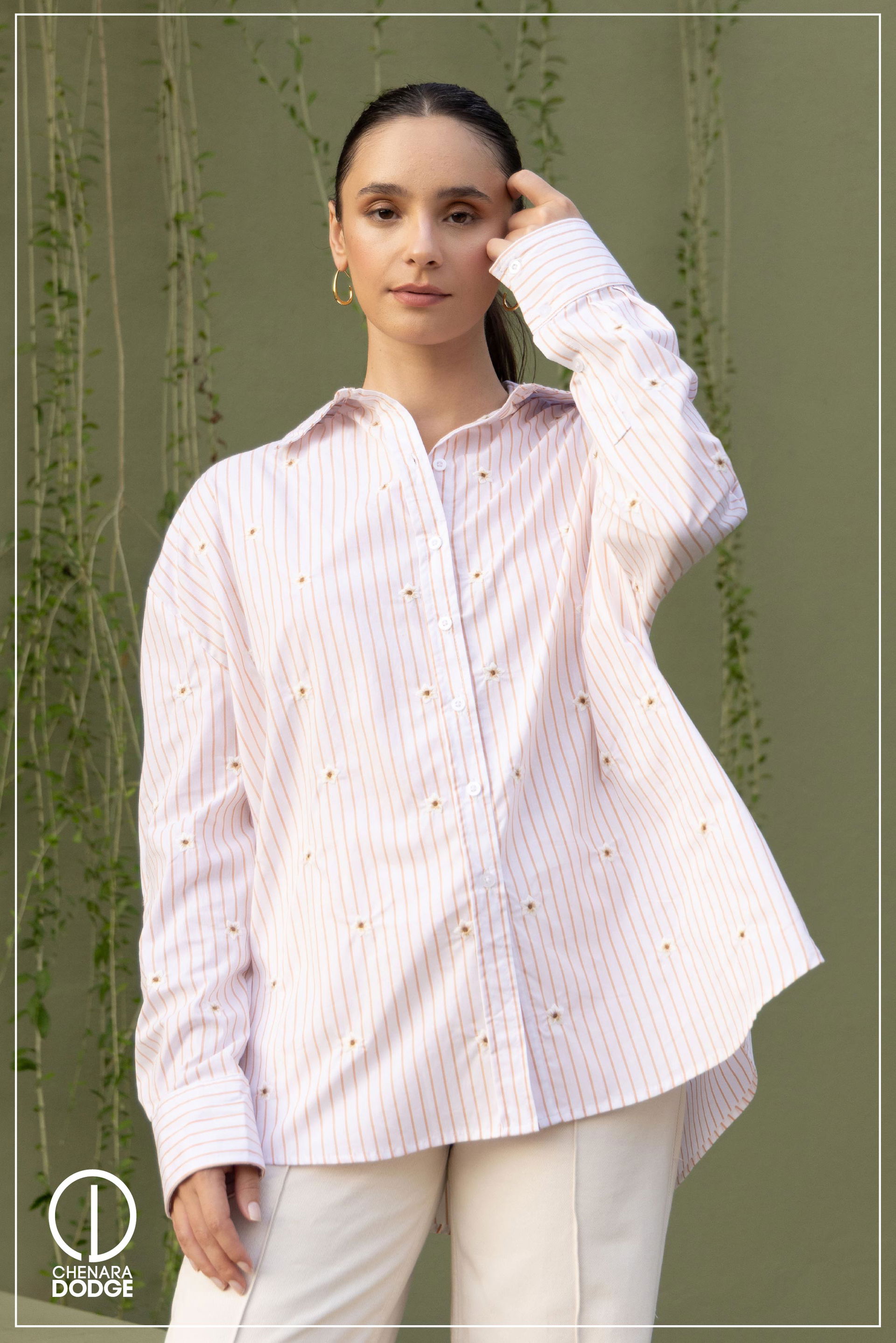 White & Peach Stripe