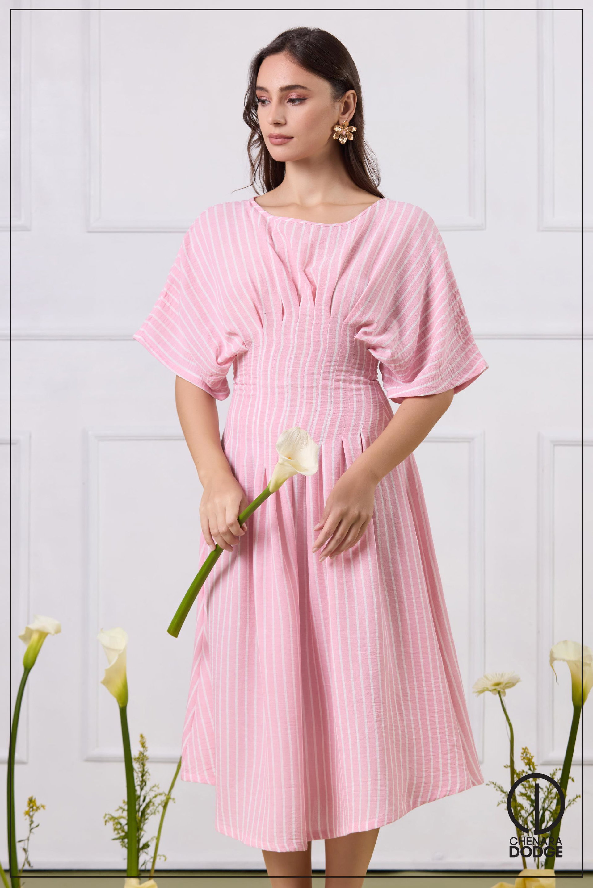 YARA CINCHED WAIST MIDI DRESS