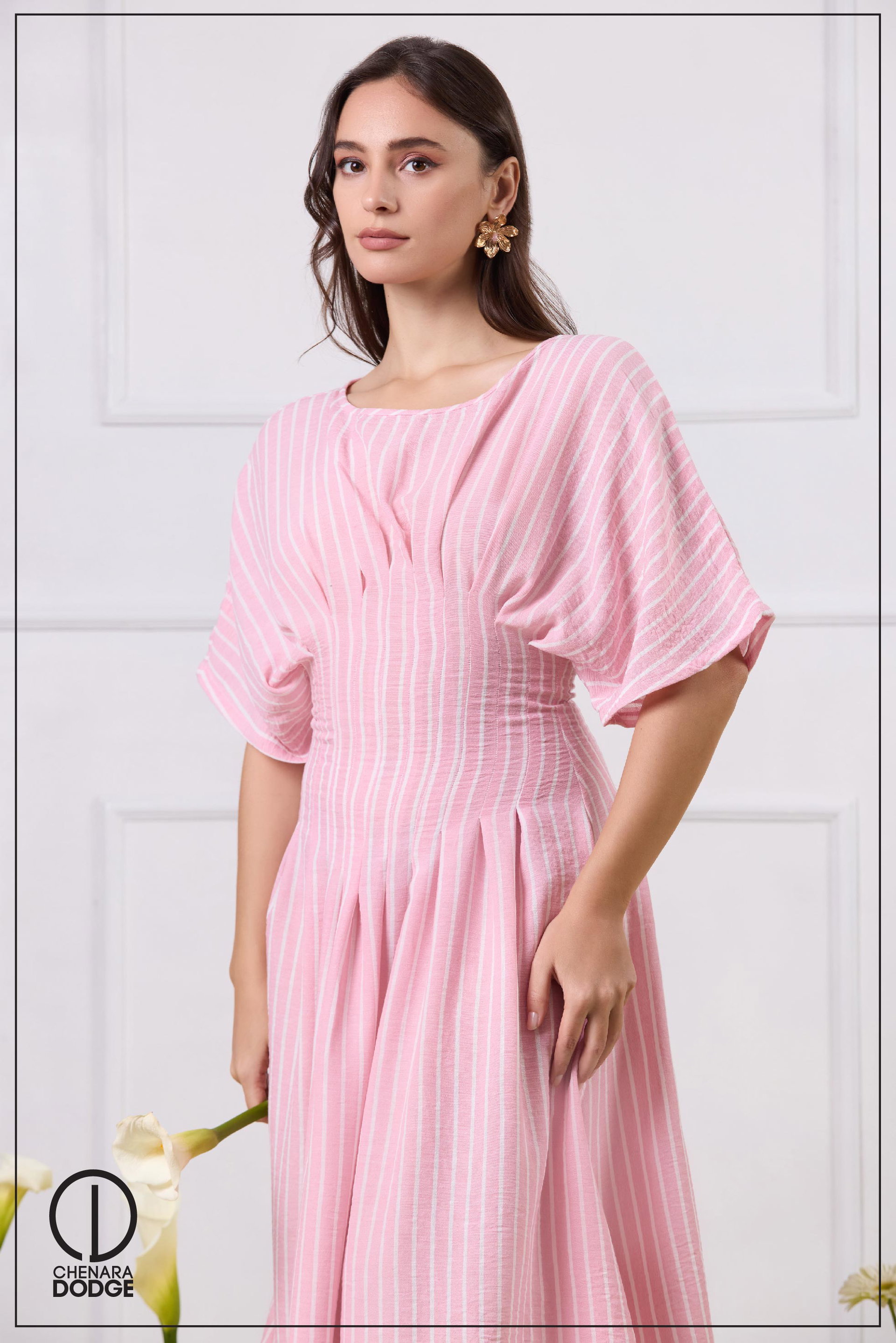 YARA CINCHED WAIST MIDI DRESS