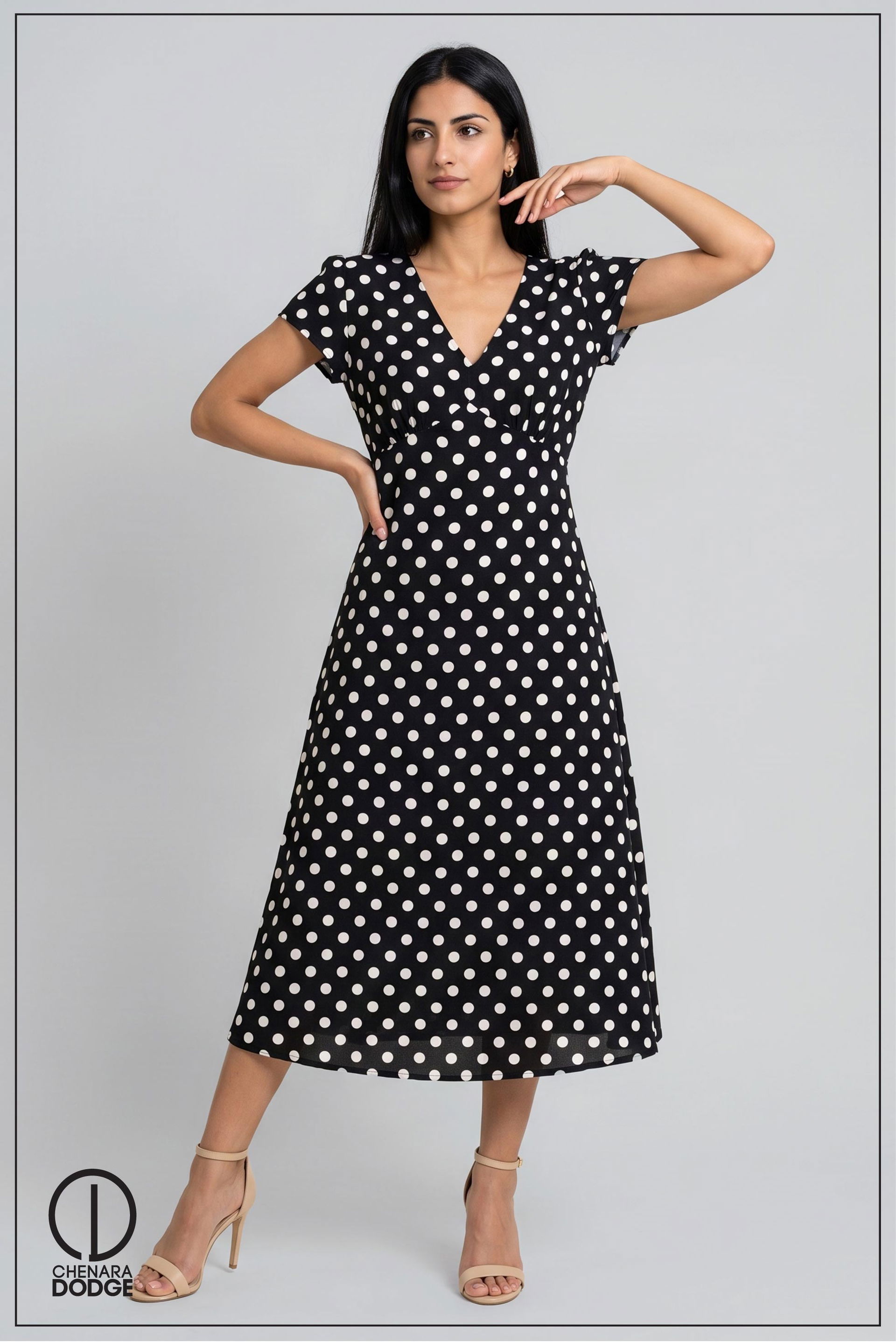ZARA V NECK MIDI DRESS