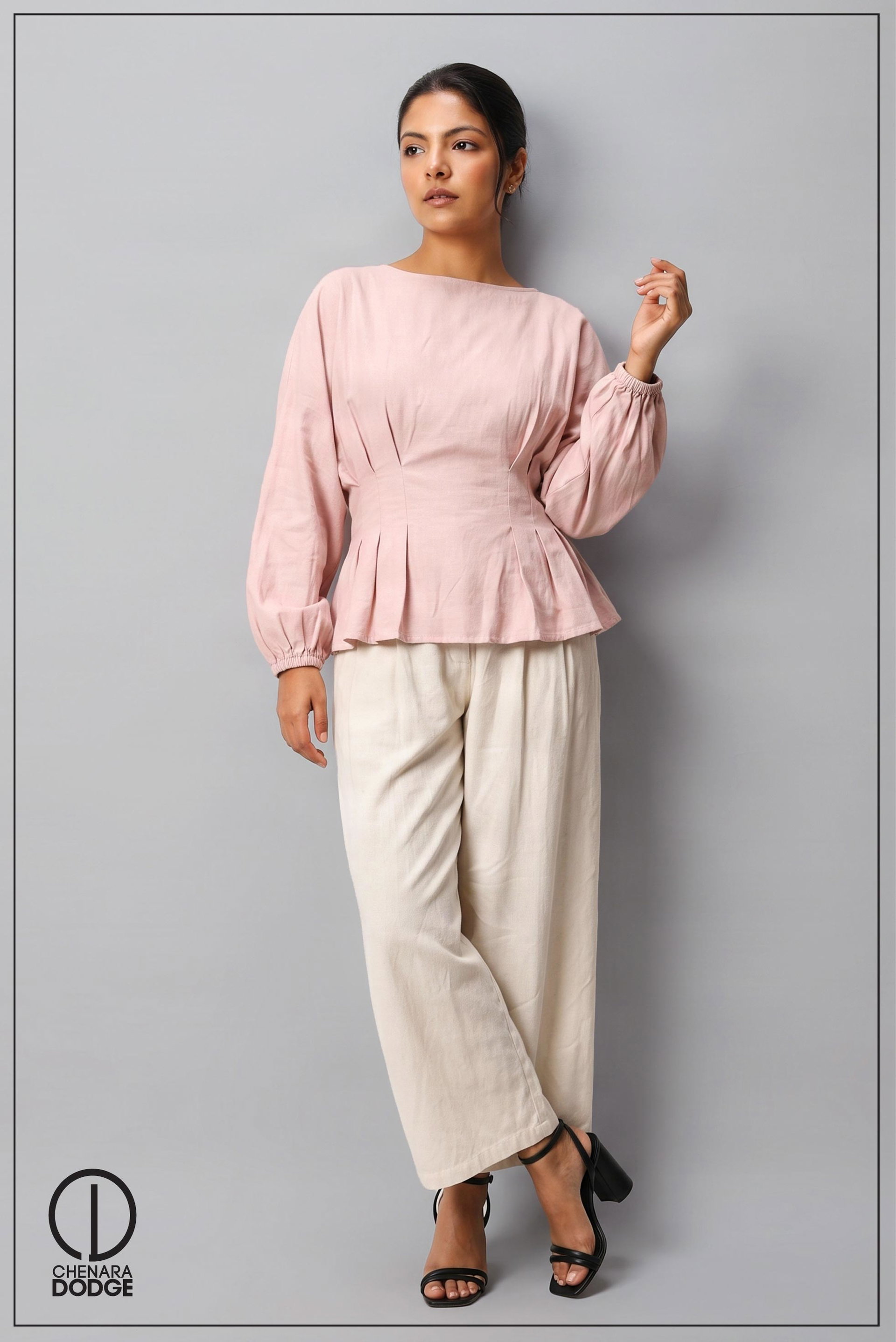 ZENDAYA LONG SLEEVE PLEATED TOP