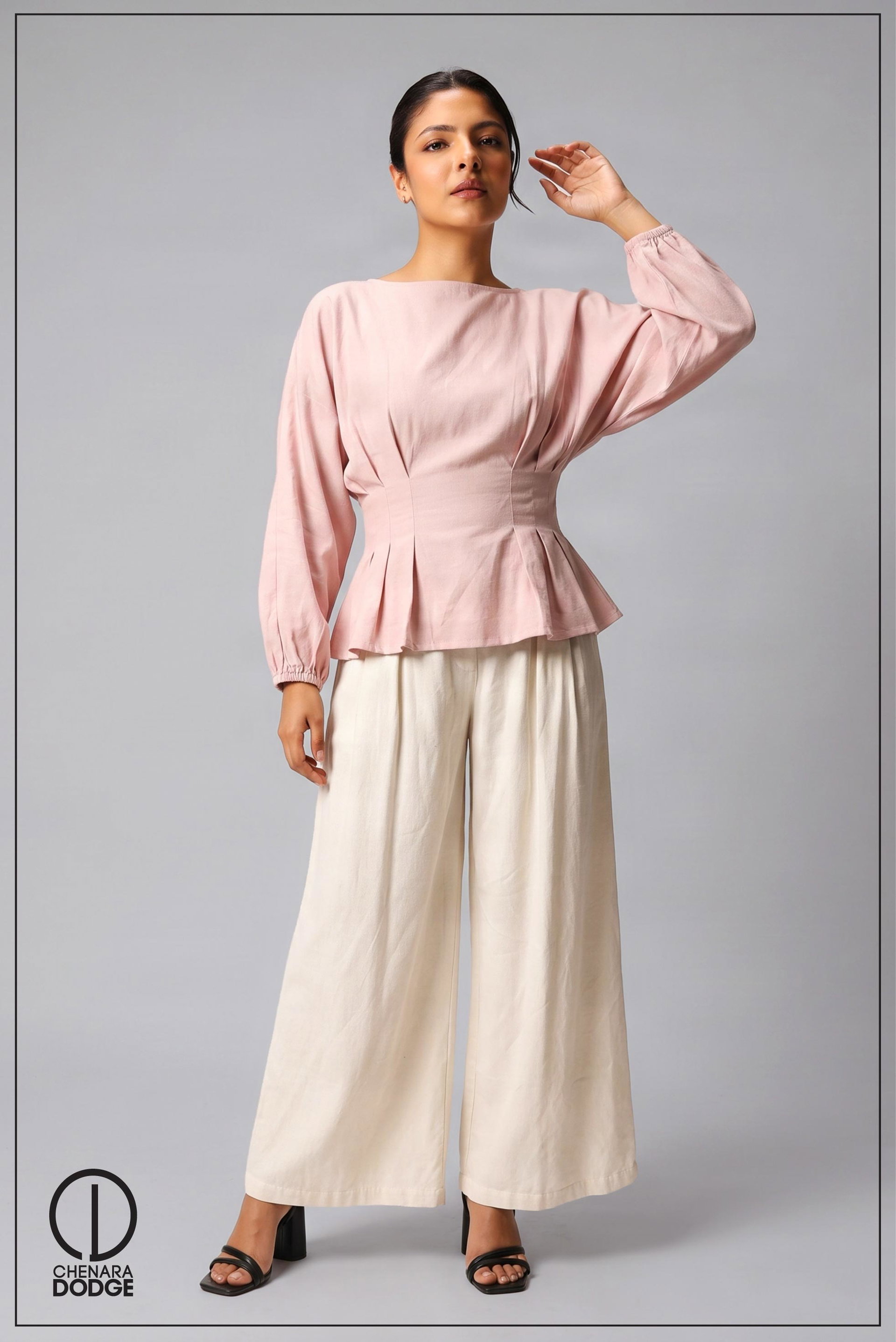 ZENDAYA LONG SLEEVE PLEATED TOP