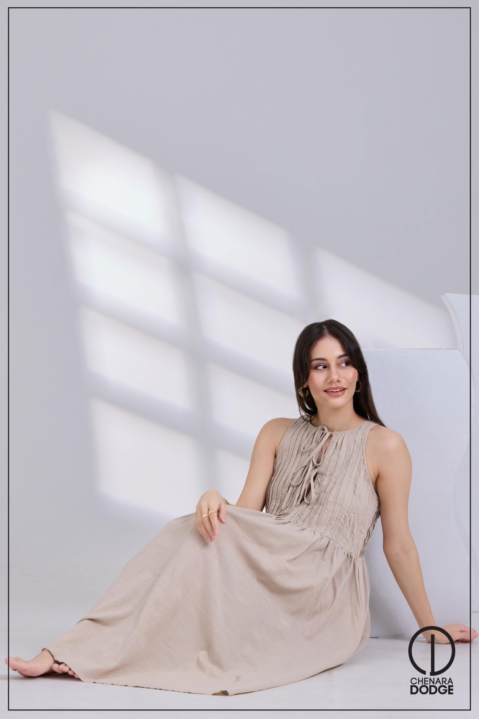 ZOE PINTUCK MIDI DRESS