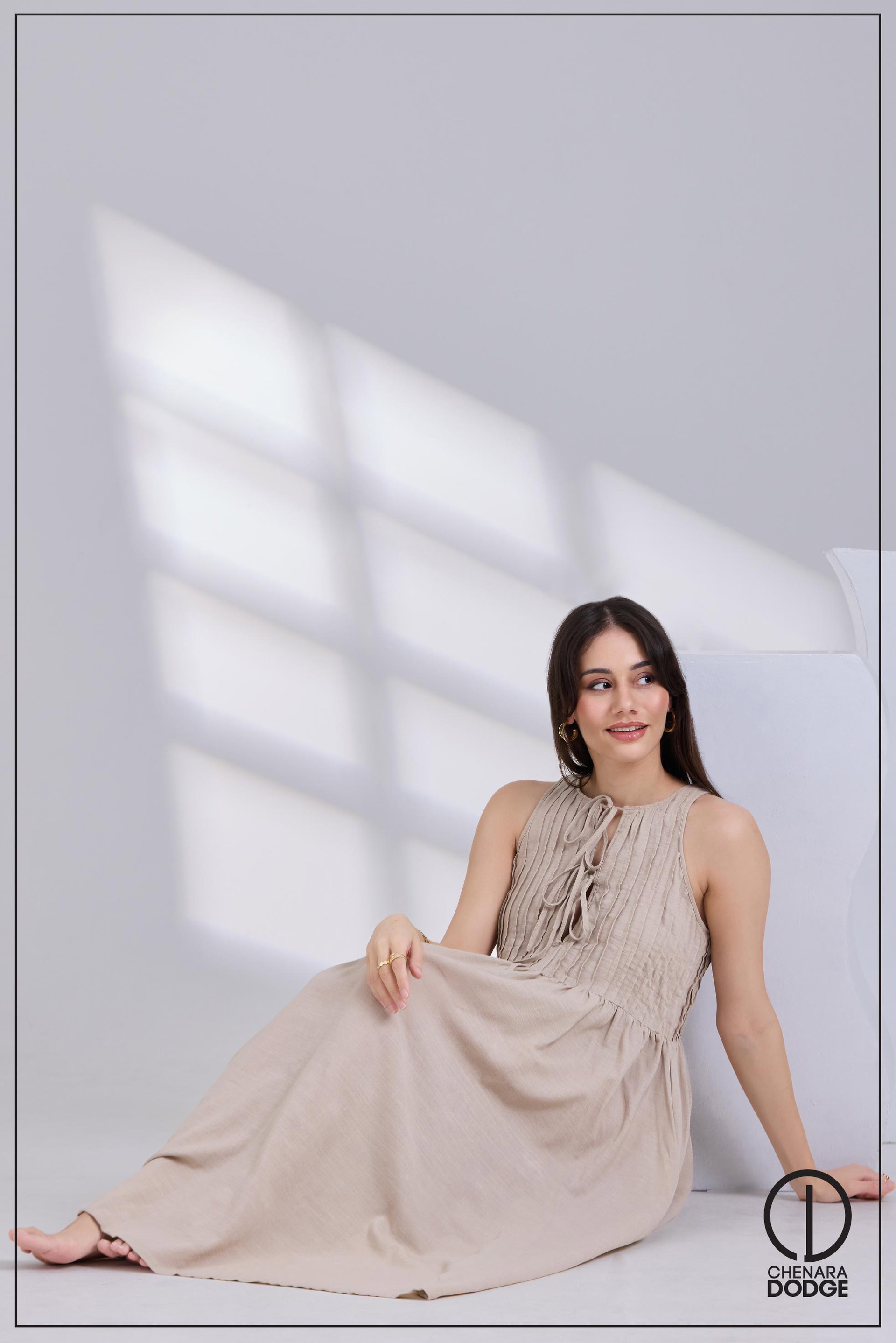 ZOE PINTUCK MIDI DRESS