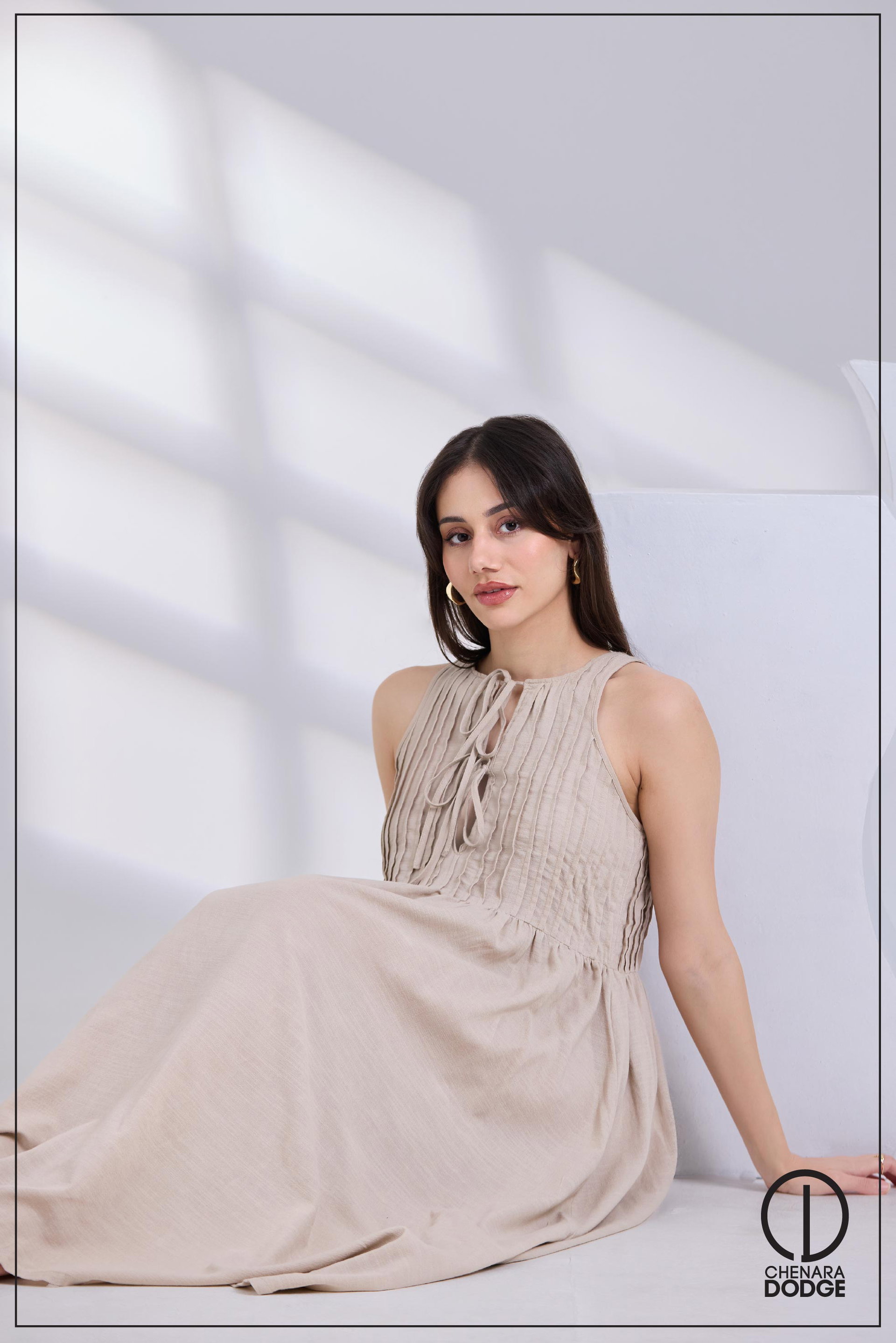 ZOE PINTUCK MIDI DRESS