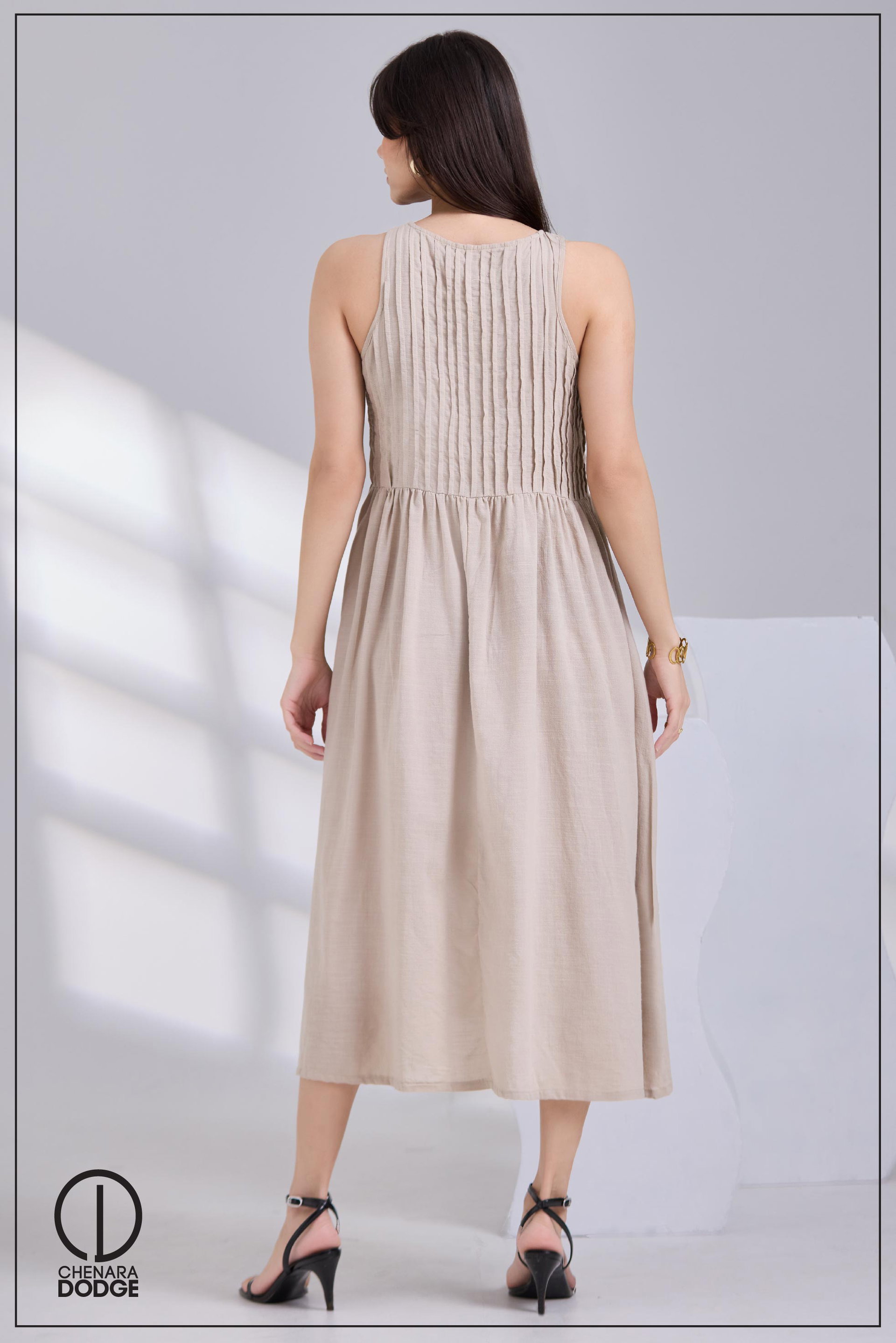 ZOE PINTUCK MIDI DRESS