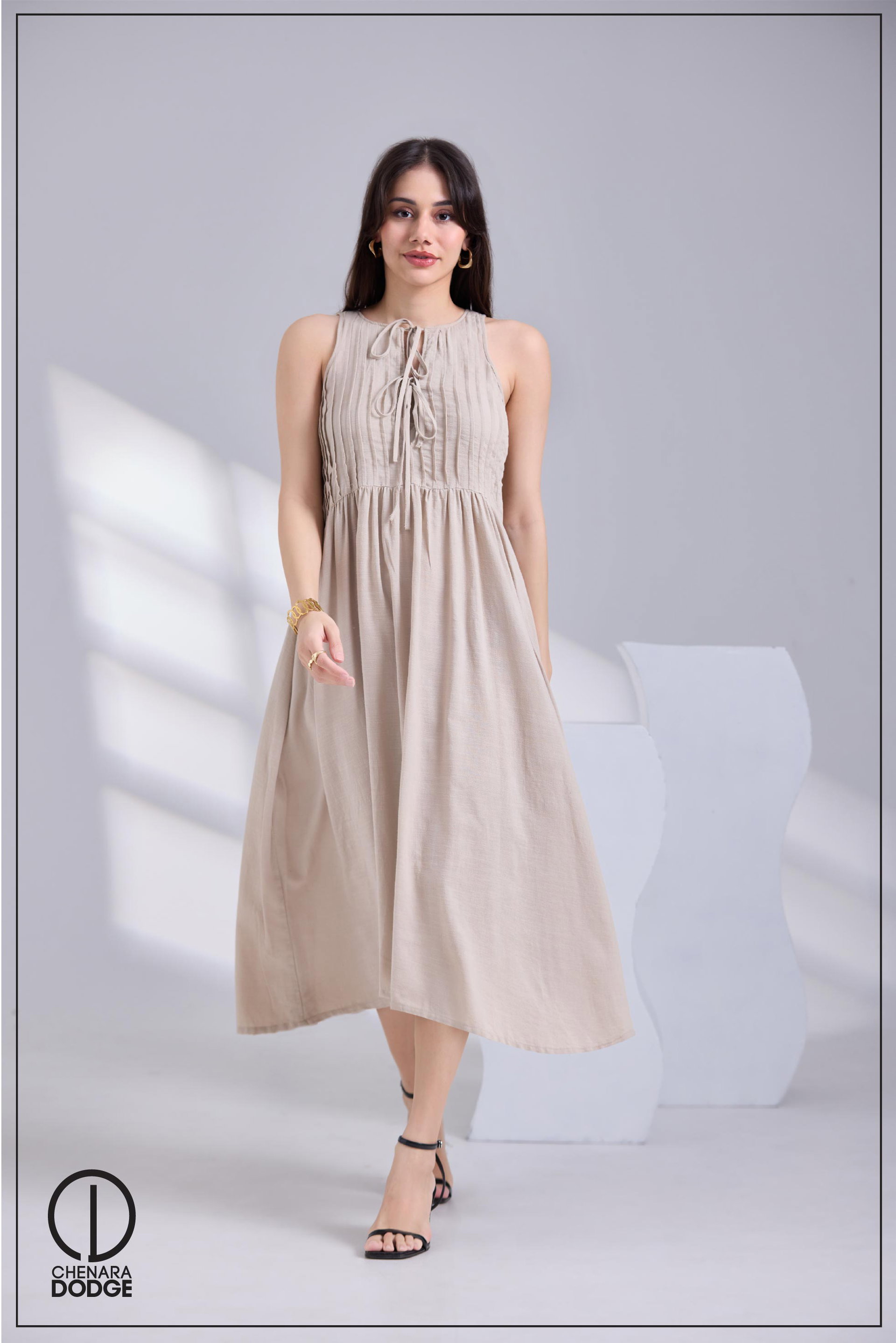 ZOE PINTUCK MIDI DRESS