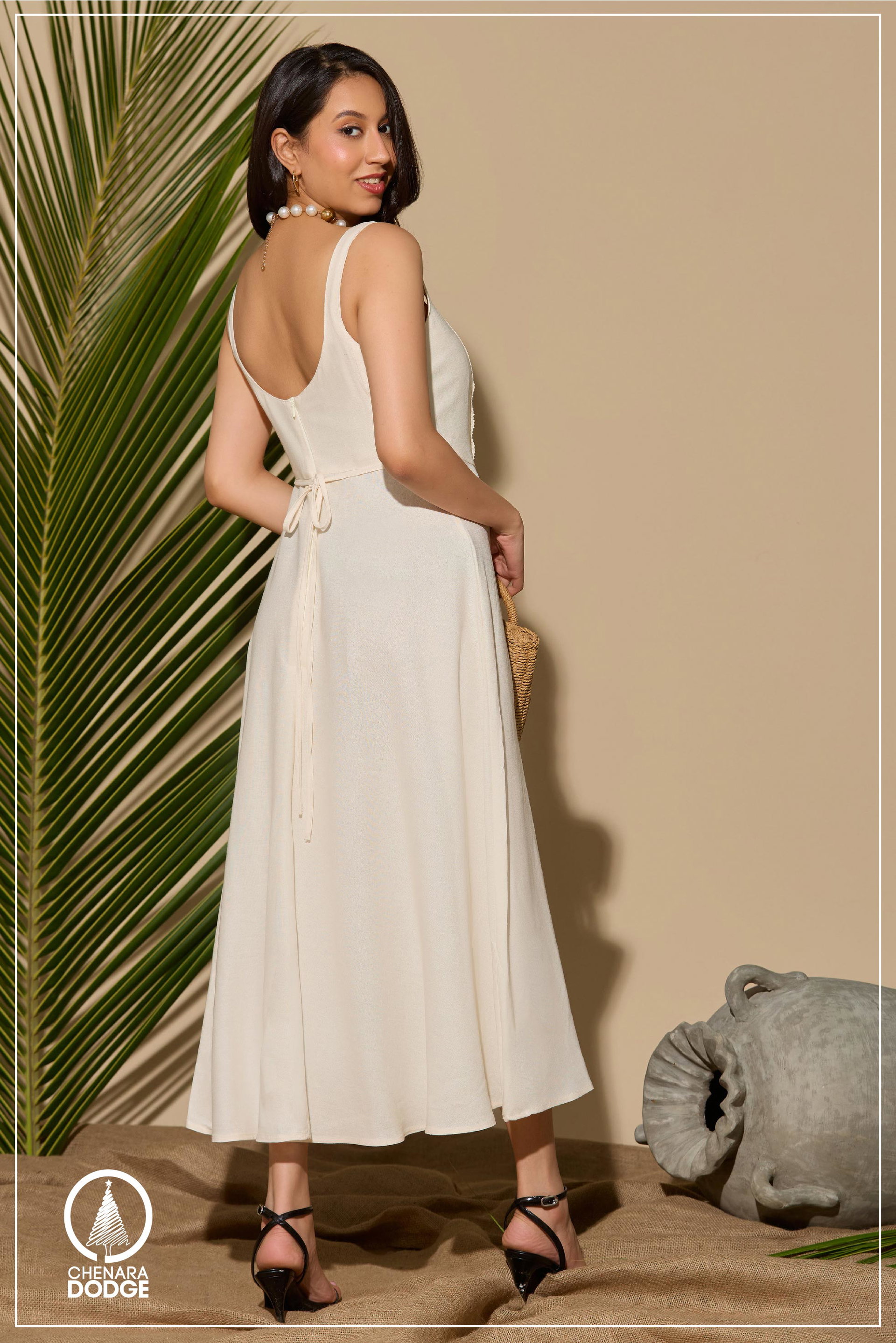 ZOE SQUARE-NECK MIDI DRESS