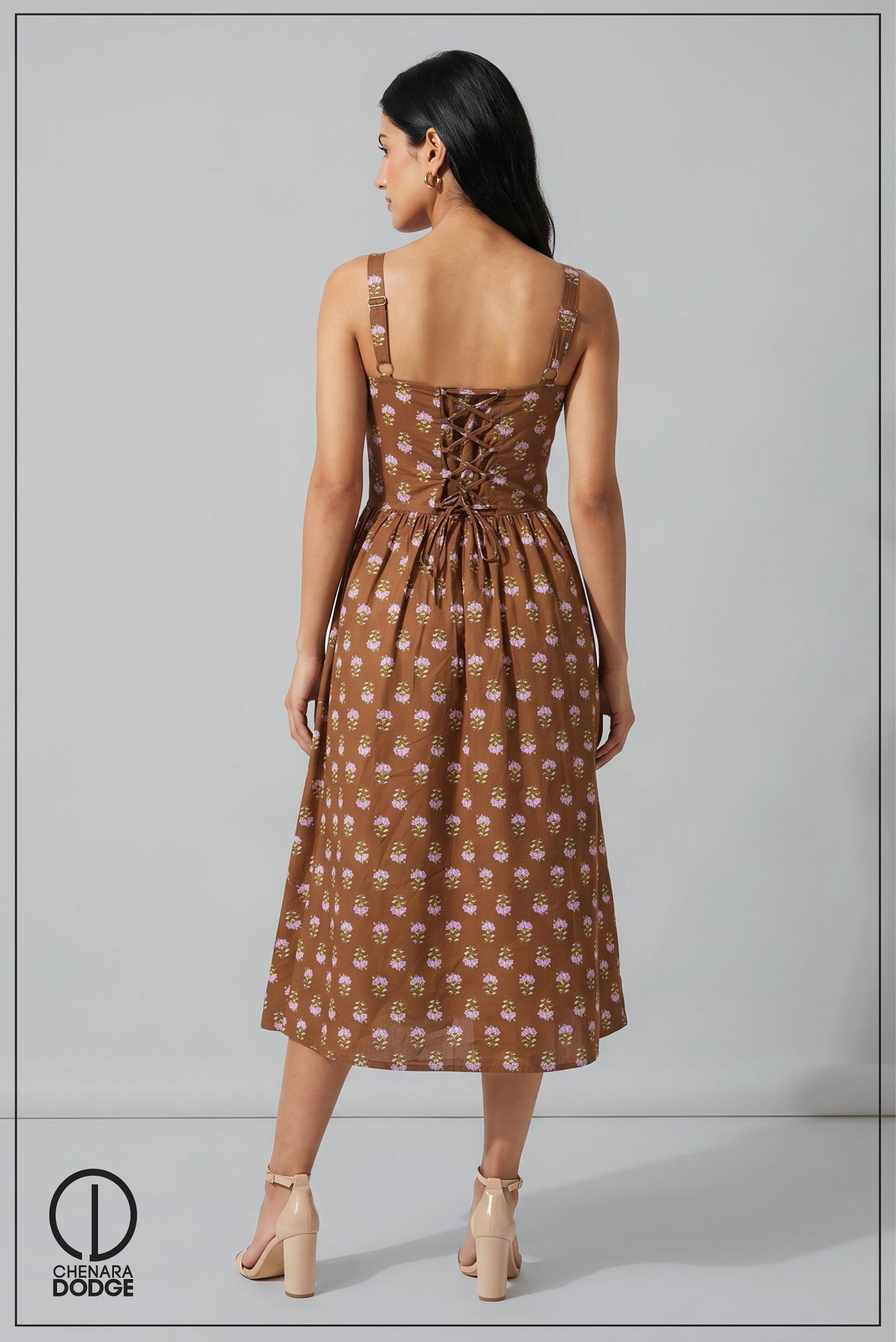 ZURI CORSET BACK MIDI DRESS