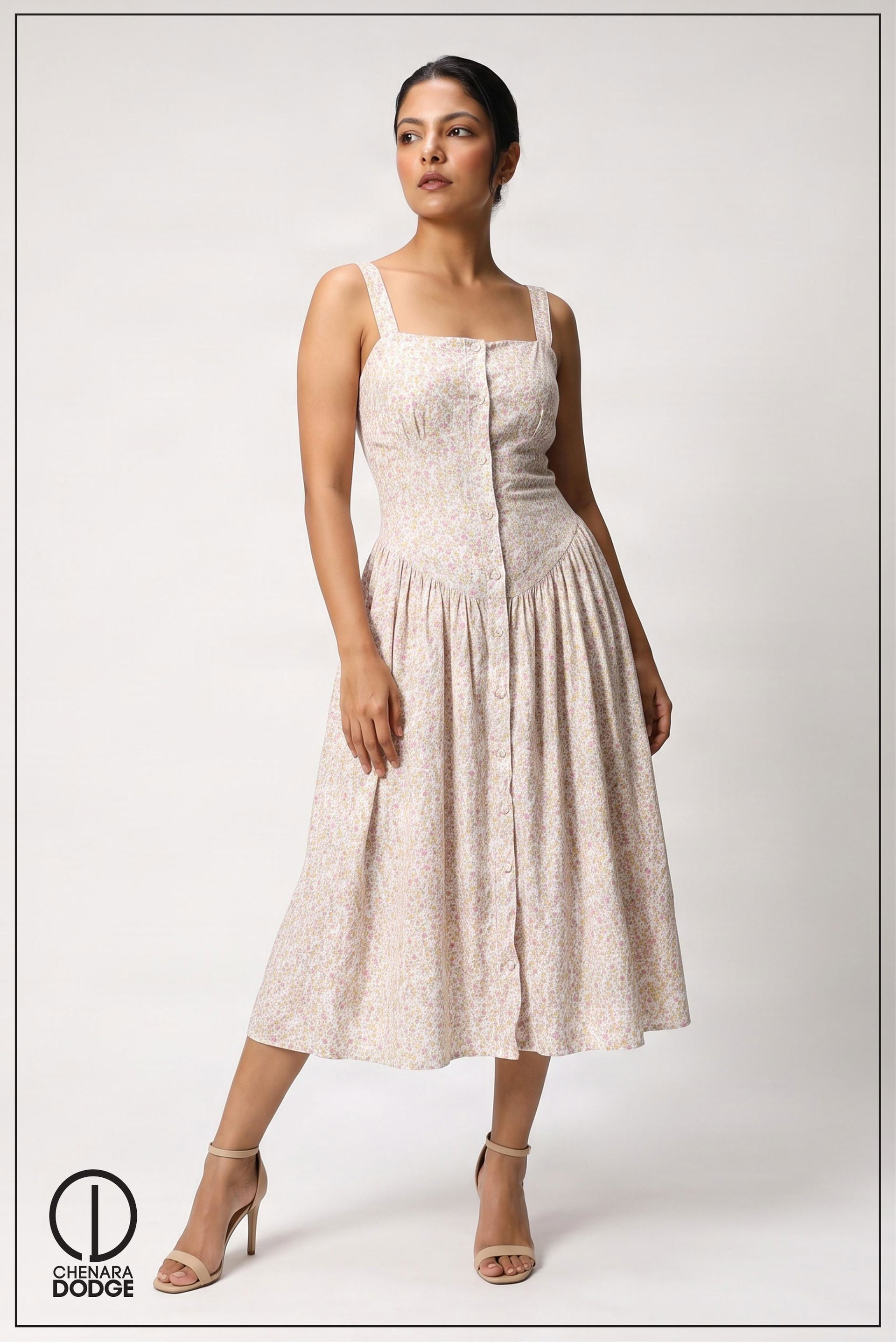 ZURI CORSET BACK MIDI DRESS