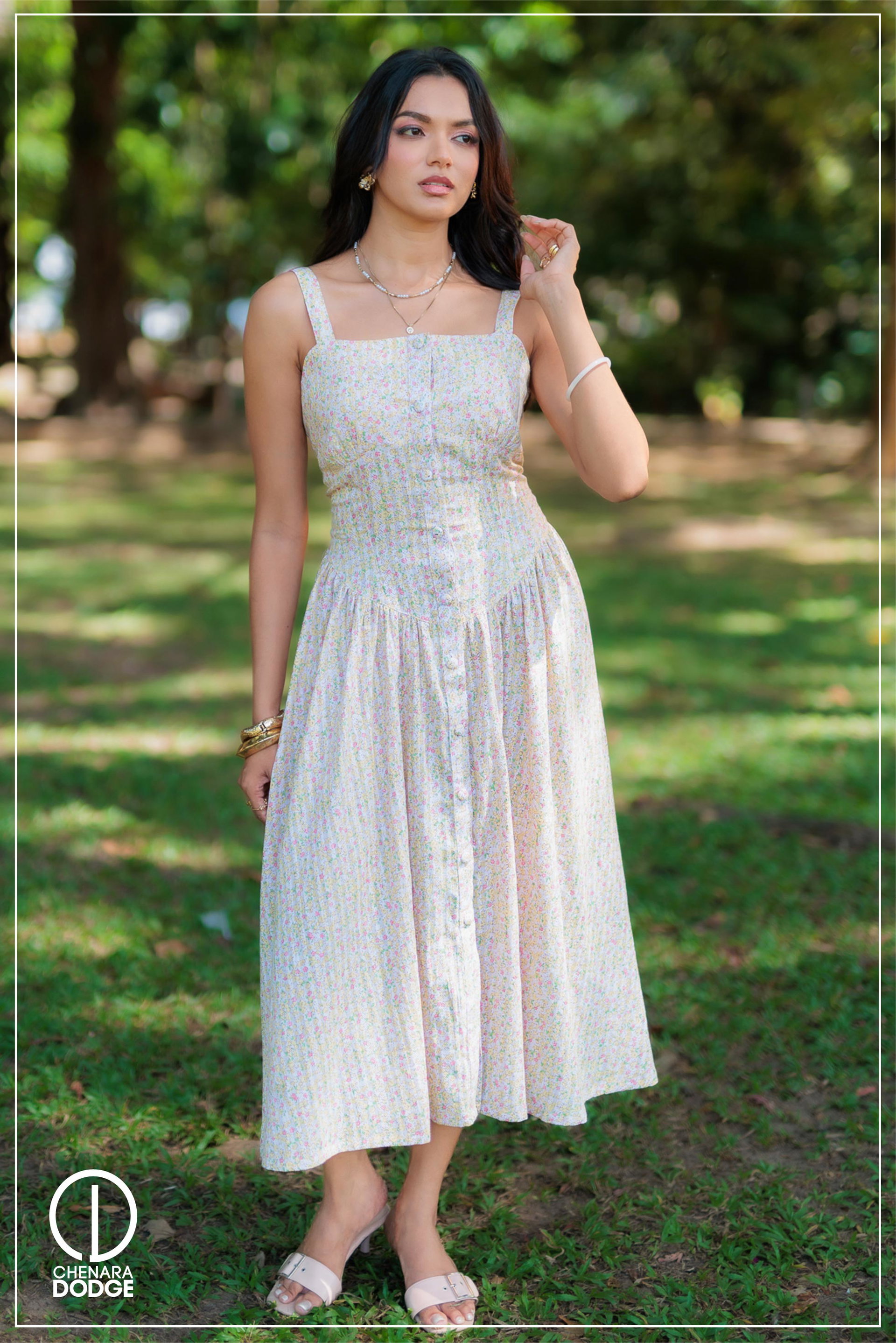 ZURI CORSET BACK MIDI DRESS