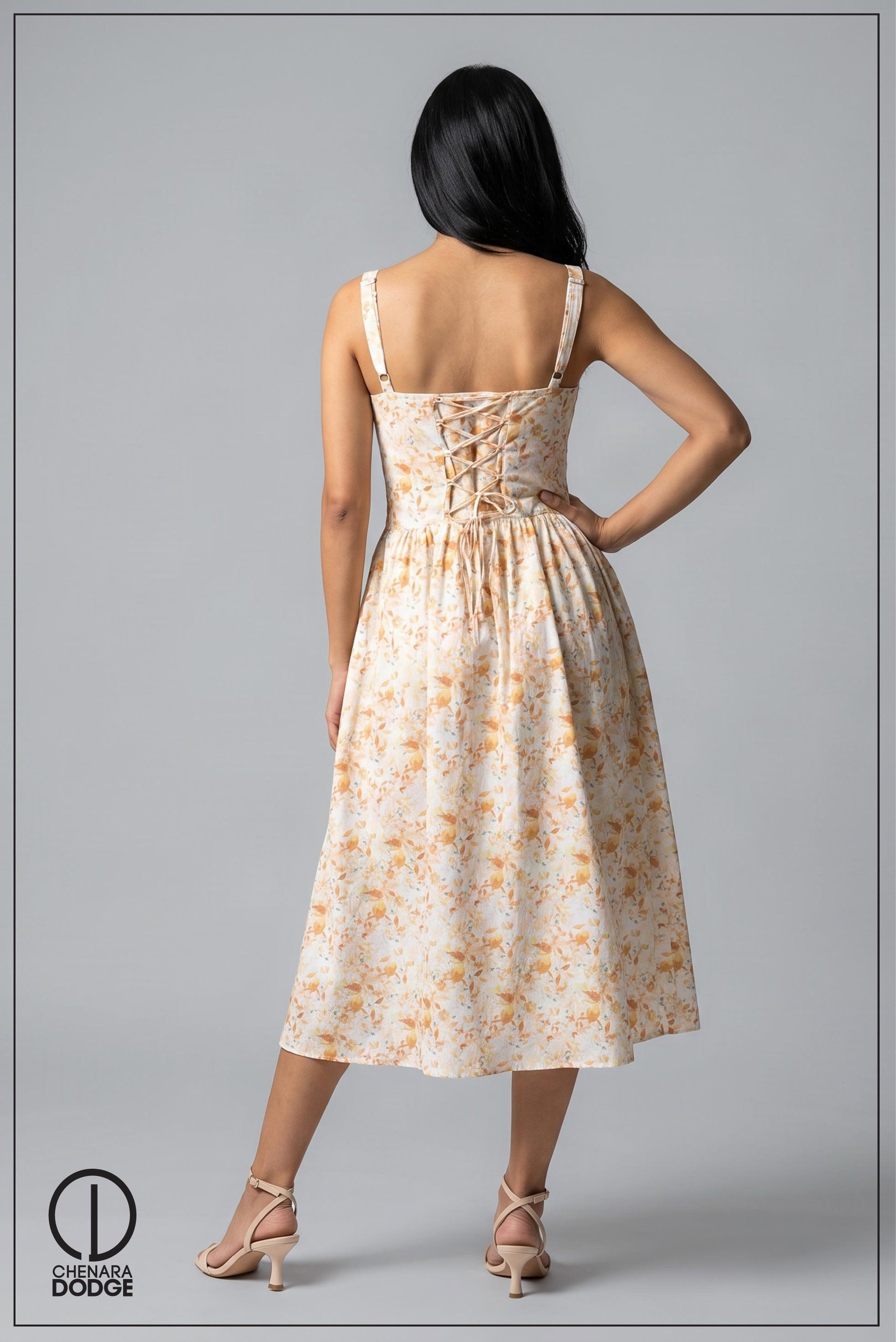 ZURI CORSET BACK MIDI DRESS