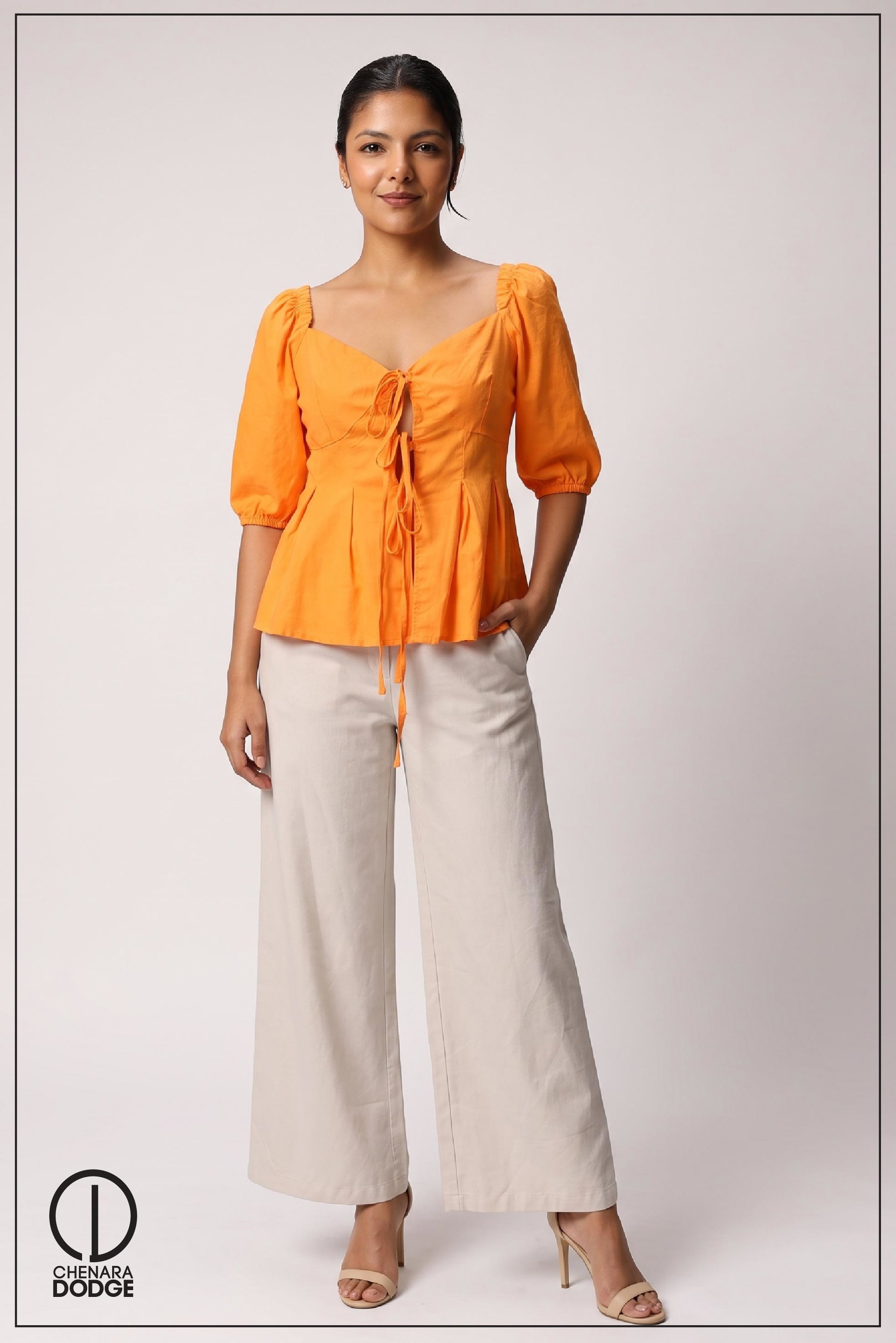 ZELDA PUFF SLEEVE TIE UP TOP