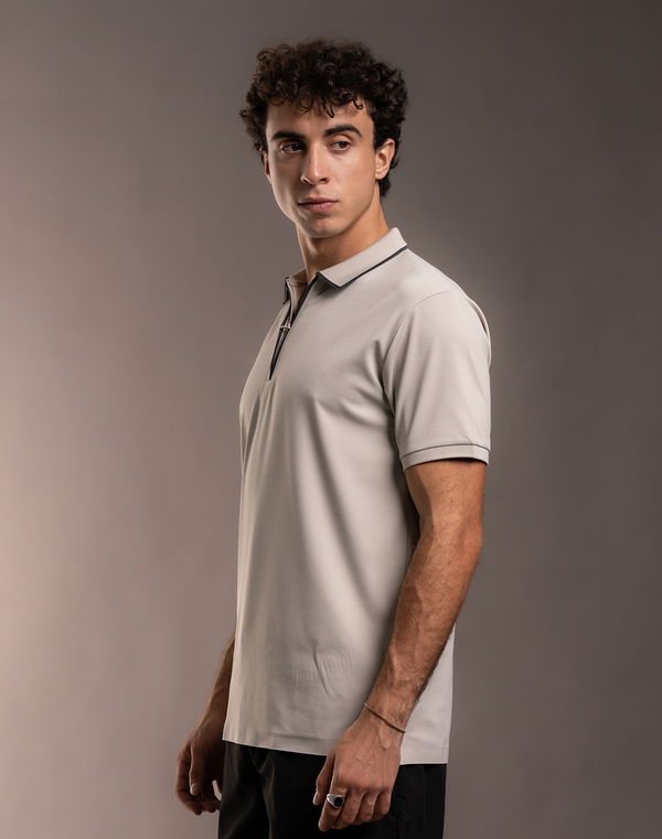 BLACK JACK Men's Slim Fit Polo T-Shirt Beige