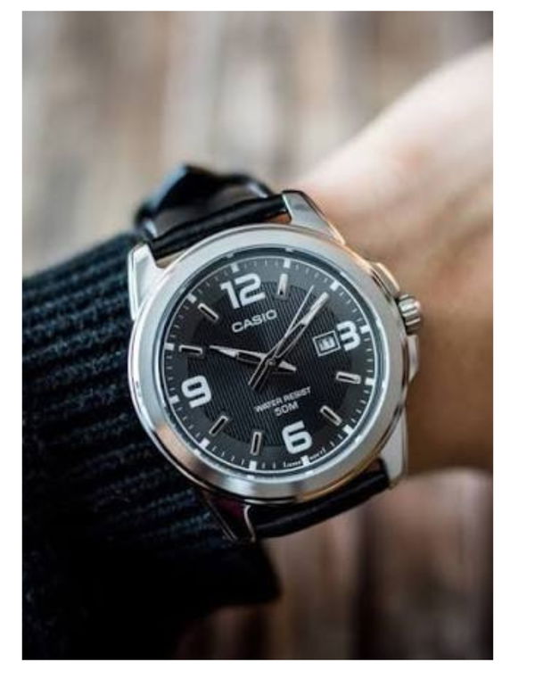 CASIO Black Leather Strap Women's Watch