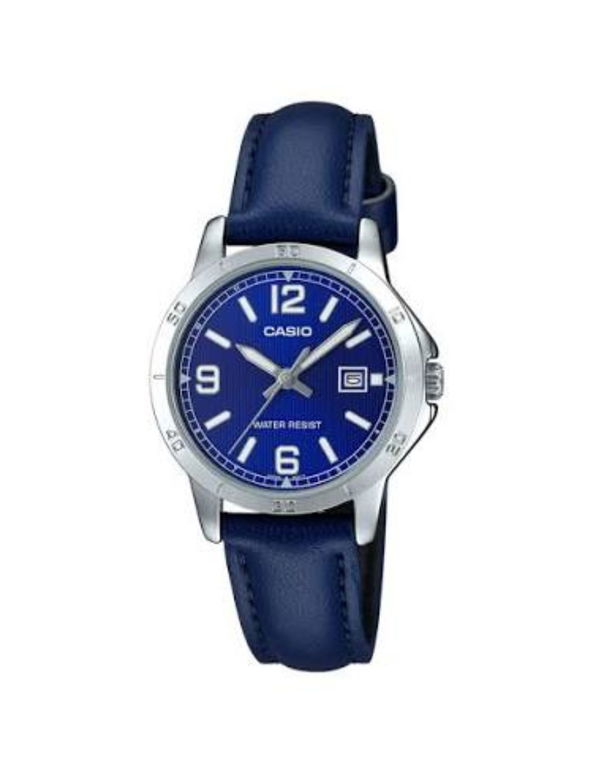 CASIO Blue Leather Stainless Steel Case Women's Watch
