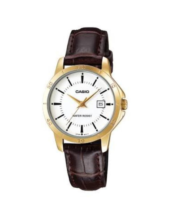 CASIO Classic Pearl Gold Leather Strap Women's Watch