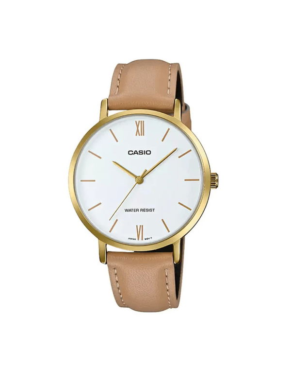CASIO Leather Band White Dial Analog Women's Watch