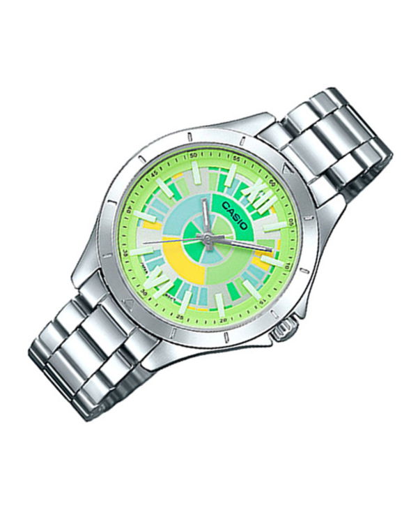 CASIO SILVER BAND RAINBOW GREEN DIAL WOMEN'S WATCH